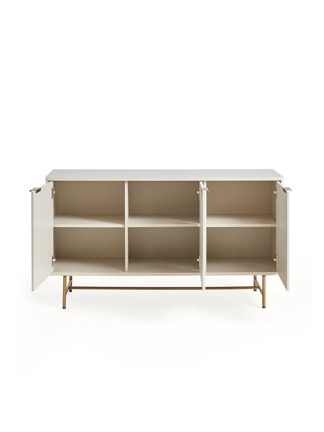 Image 4 of 6 of The Very Collection Cora Large 3 Door Sideboard - Ivory/Brass