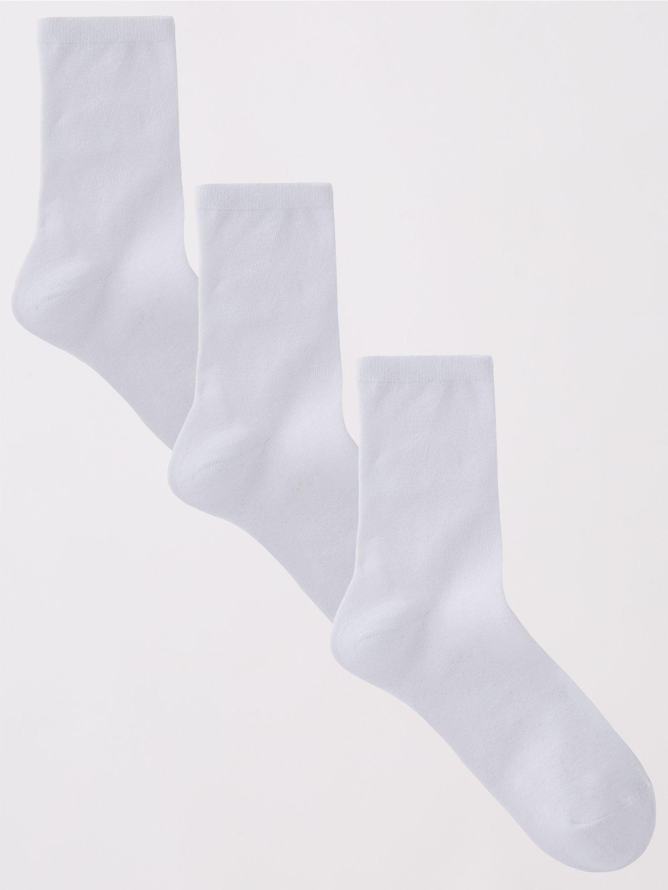 Image 1 of 3 of The Very Collection Womens 3 Pack Stretch Ankle Socks - White