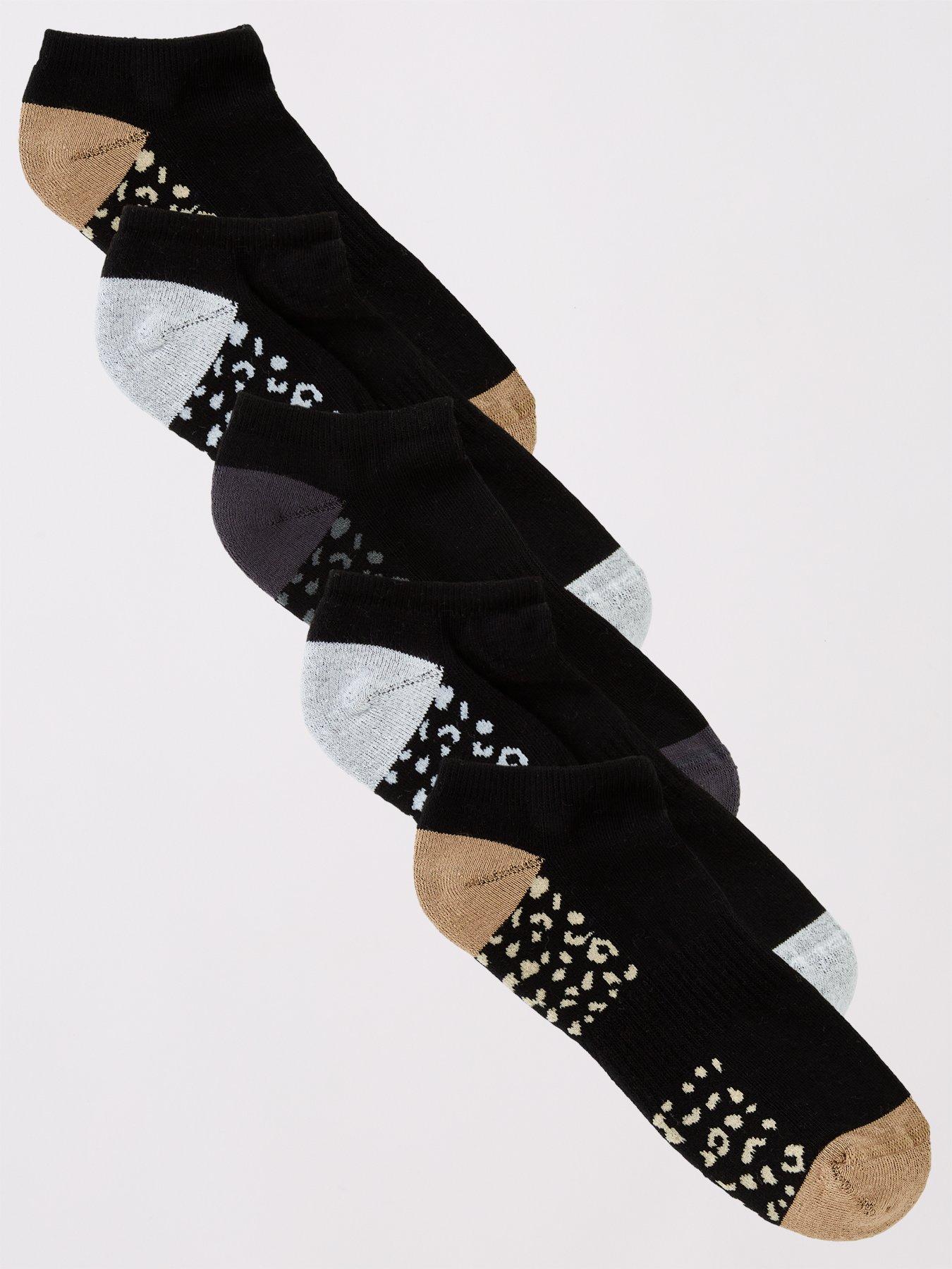 Image 1 of 3 of The Very Collection Womens 5 Pack Targeted Cushioning Trainer Liners - Black