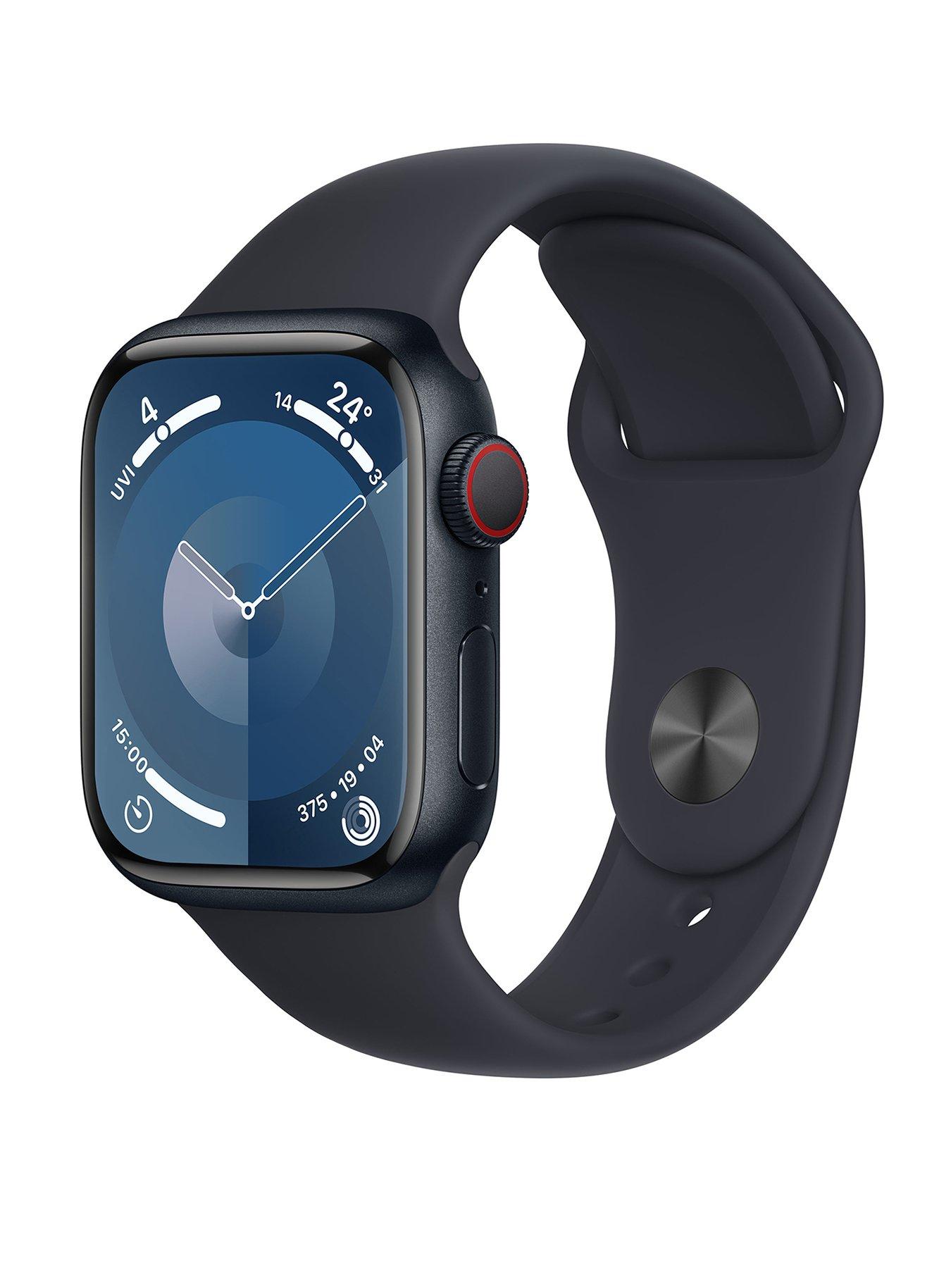 Apple Watch Series 9 (GPS + Cellular), 41mm Midnight Aluminium Case with Midnight Sport Band - M/L