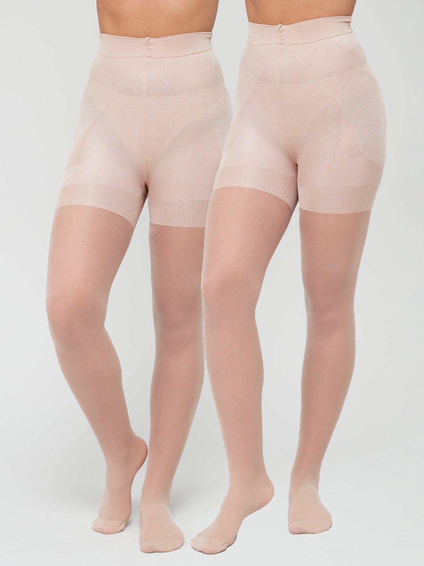 undefined 2 Pack Bum, Tum Thigh Sheer Tights (shiny) - Nude