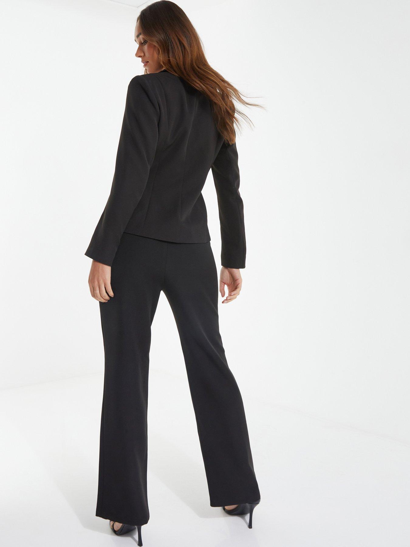 Image 2 of 6 of Quiz Black Chain Detail Palazzo Trouser