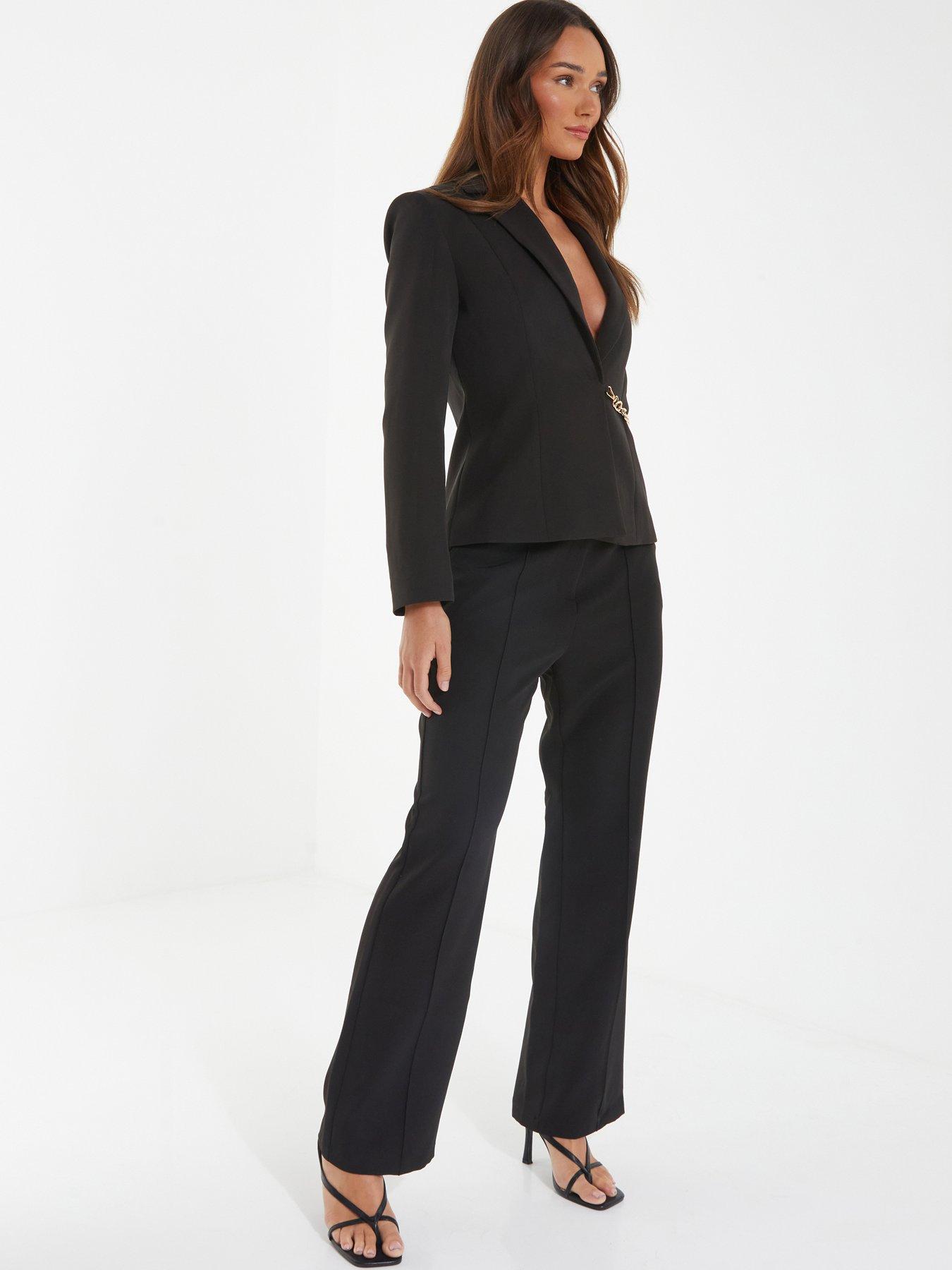 Image 3 of 6 of Quiz Black Chain Detail Palazzo Trouser