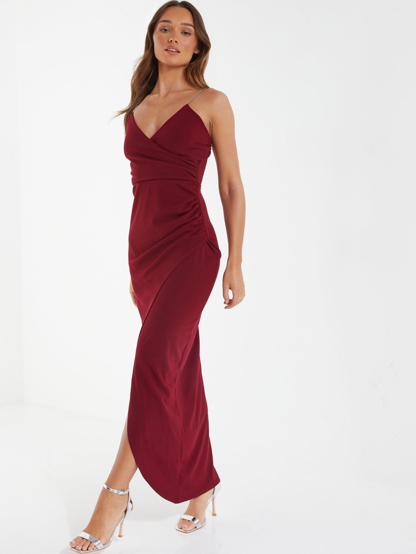 Quiz berry hot sale maxi dress