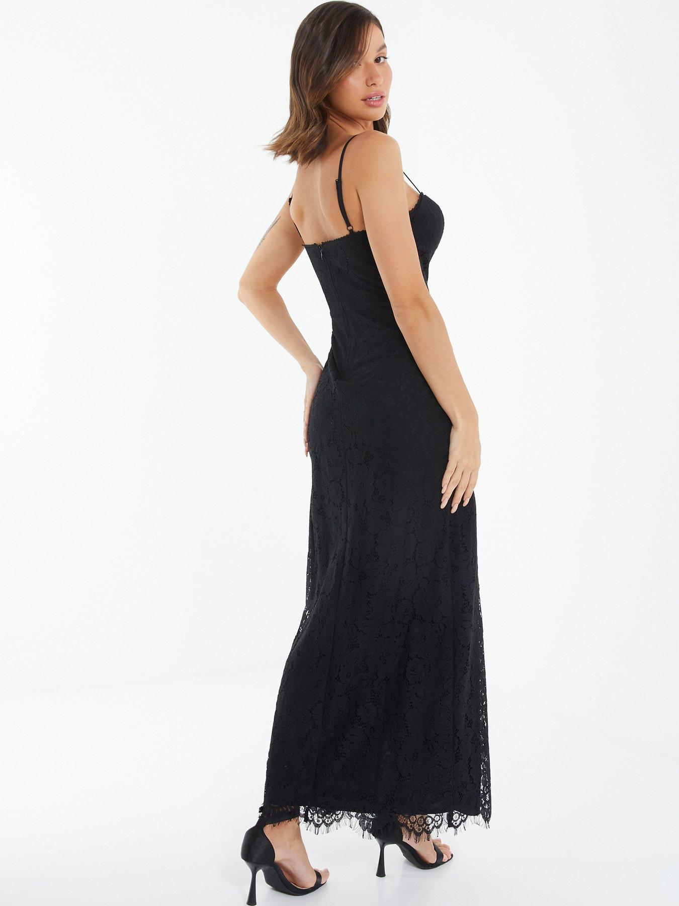  image of quiz-black-lace-split-leg-maxi-dress