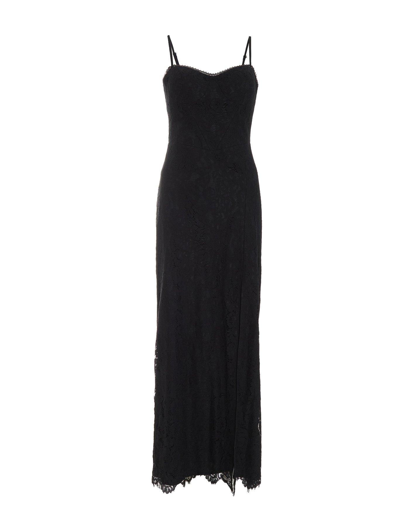  image of quiz-black-lace-split-leg-maxi-dress
