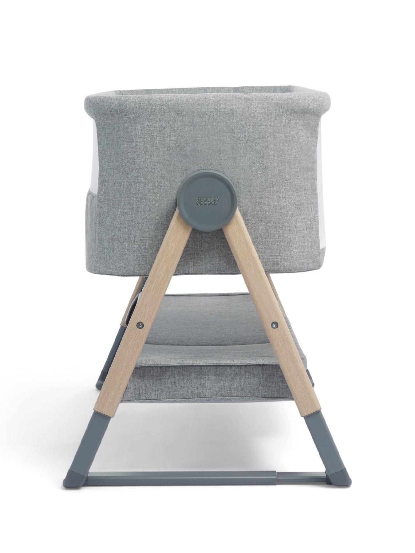 Image 5 of 7 of Mamas & Papas Lua Bedside Crib Grey Bundle- White