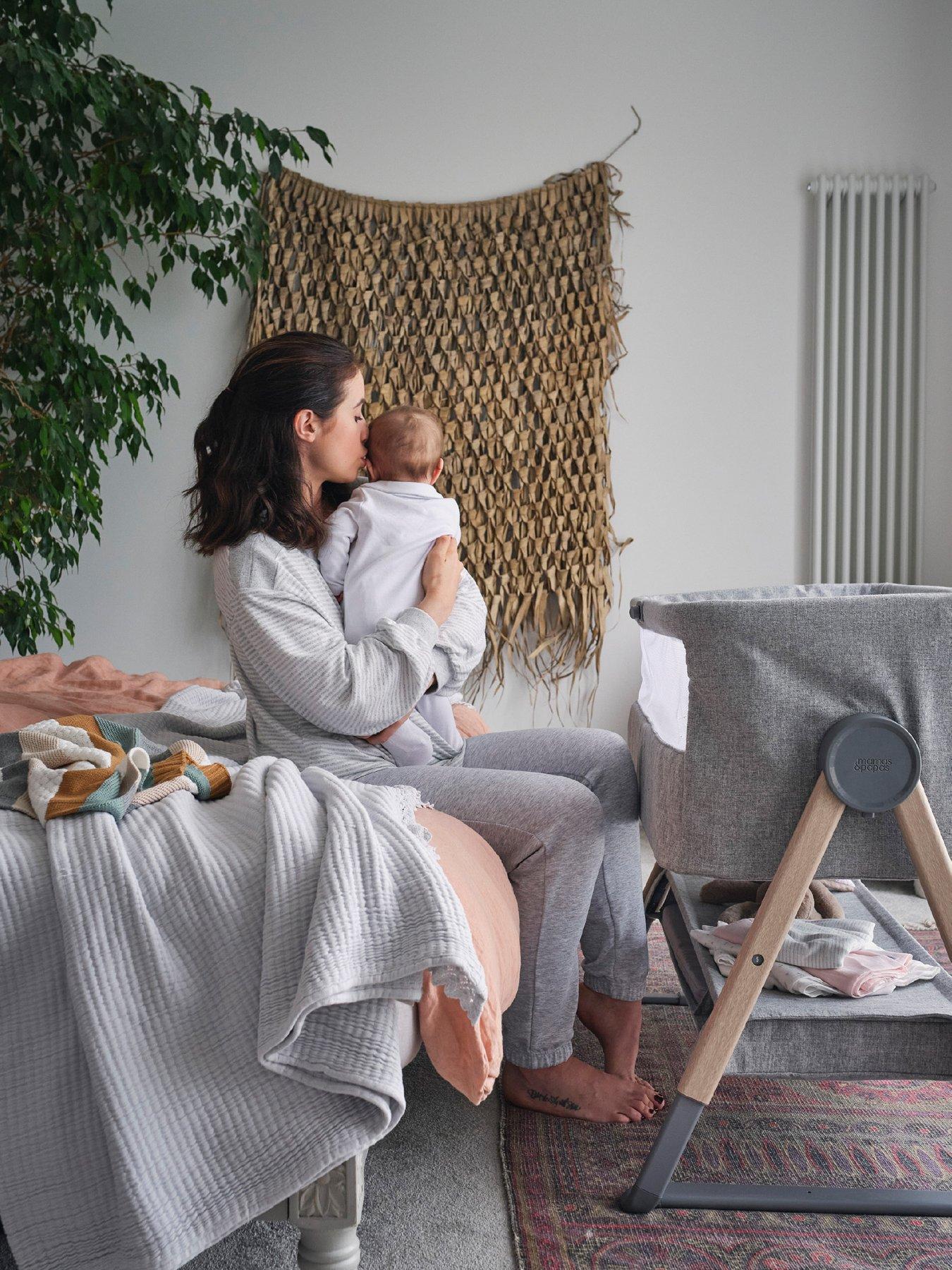 Image 7 of 7 of Mamas & Papas Lua Bedside Crib Grey Bundle- White