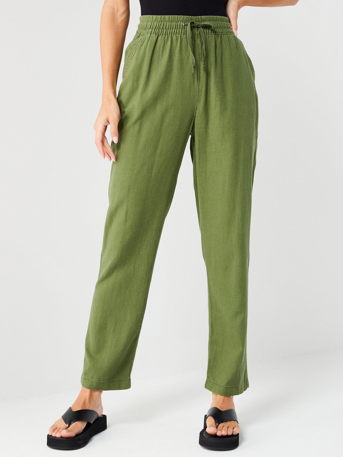 Black Linen Blend Cargo Trousers