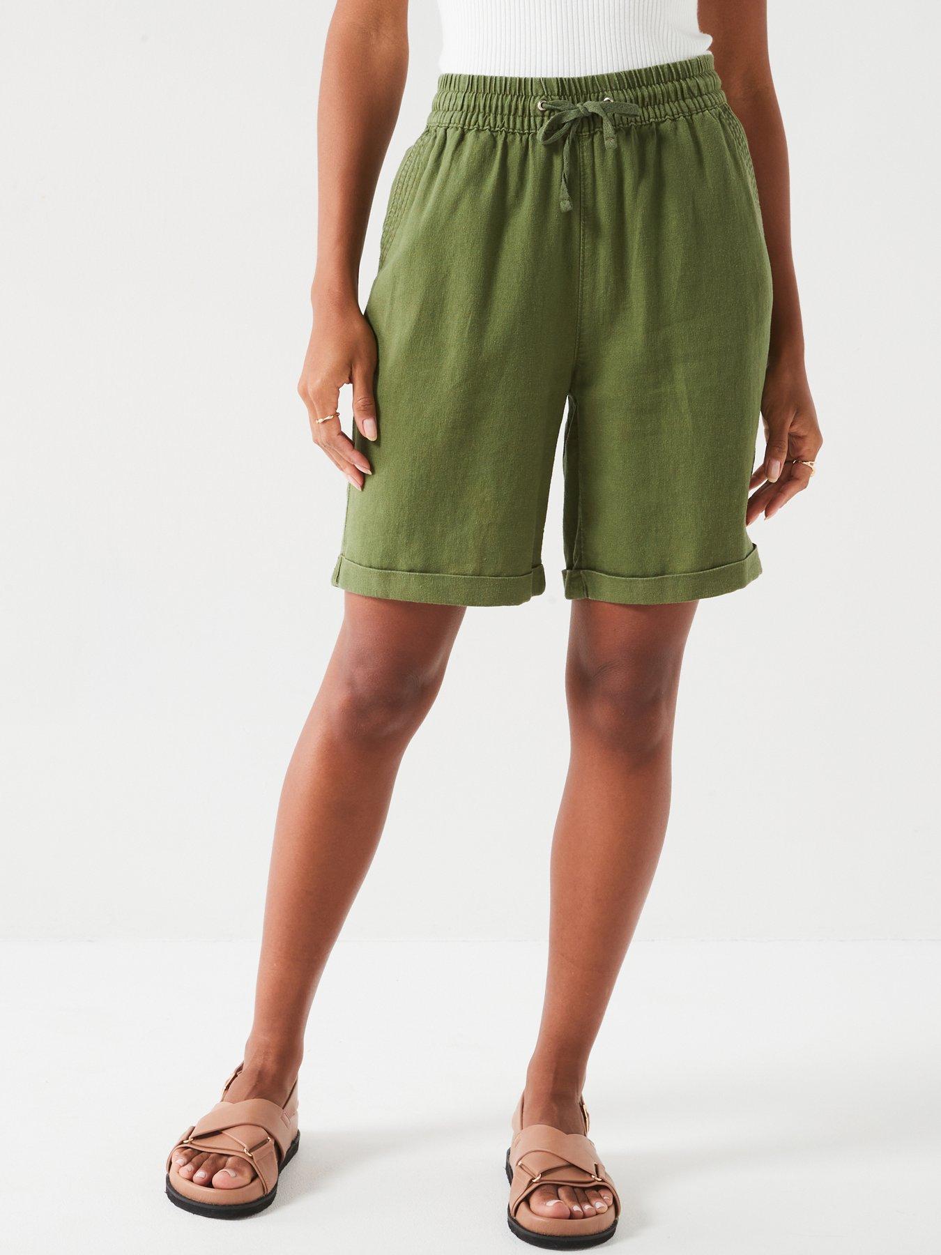 Image 1 of 6 of Everyday Linen Blend Shorts - Khaki