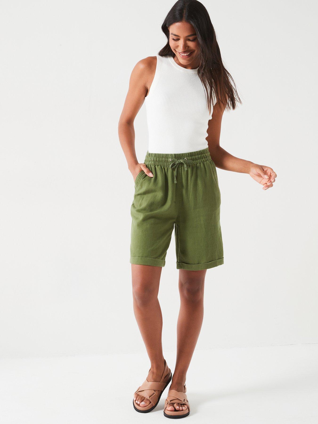 Image 3 of 6 of Everyday Linen Blend Shorts - Khaki