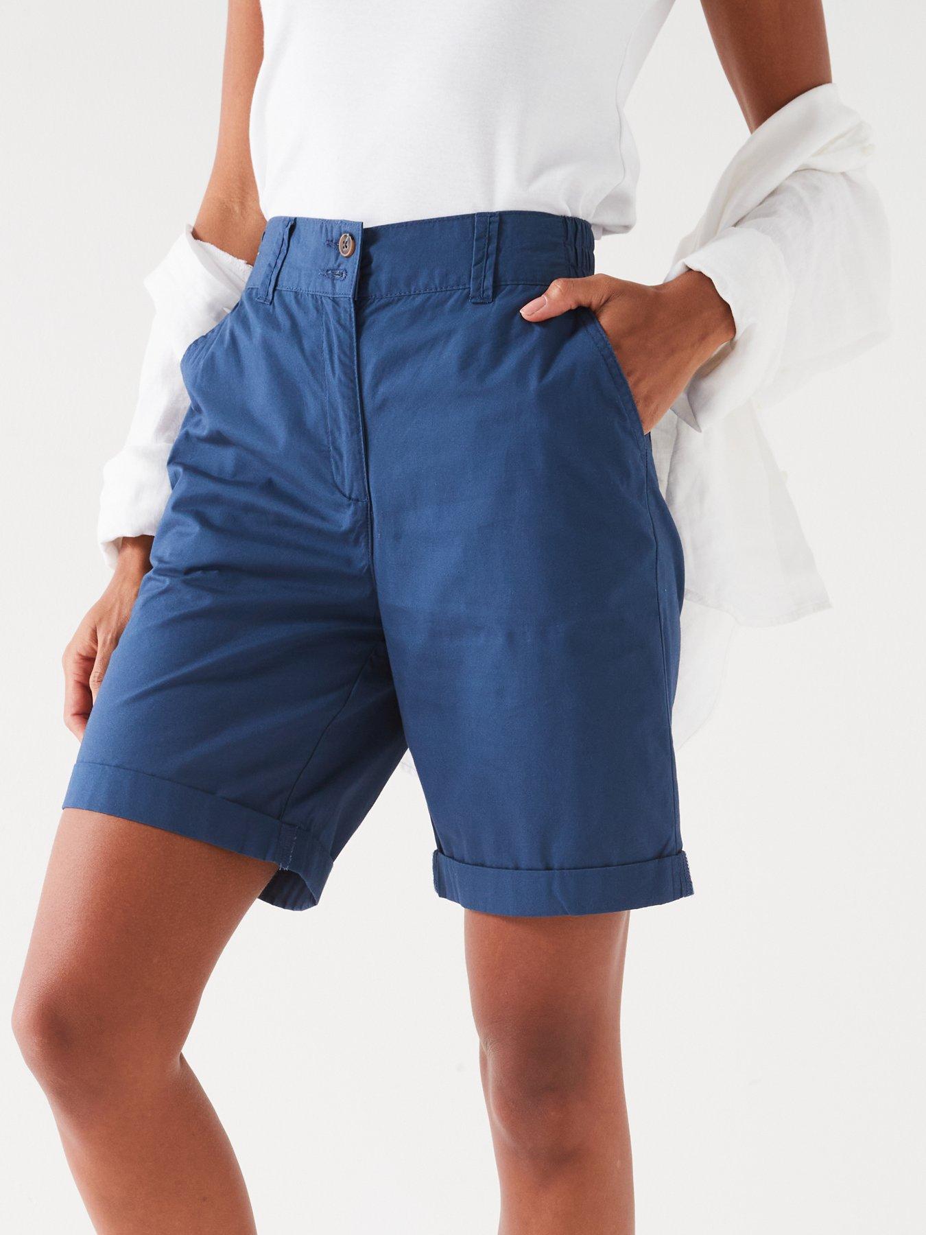 Image 4 of 6 of Everyday Double Button Poplin Shorts - Blue