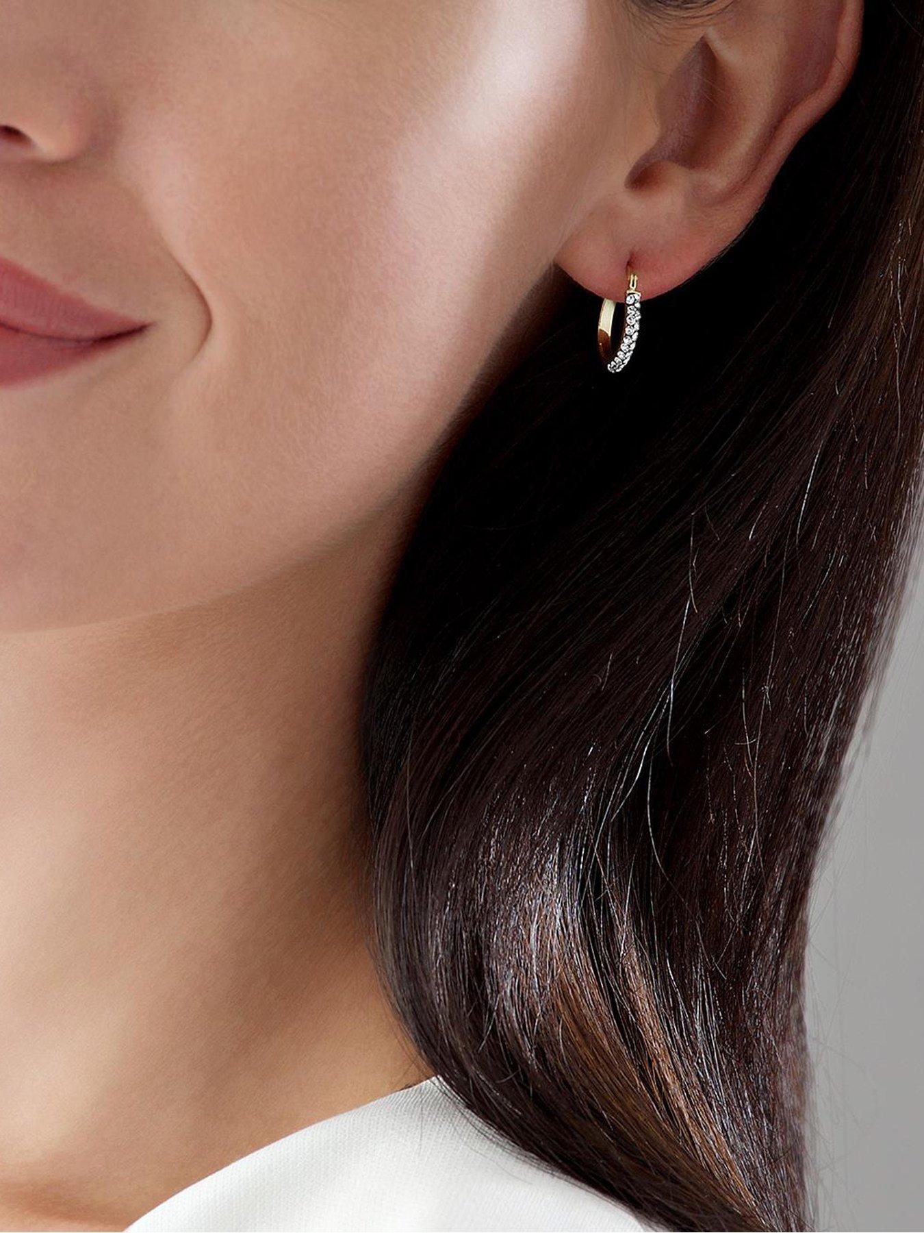 Image 2 of 6 of Beaverbrooks 9ct Gold Crystal Hoop Earrings