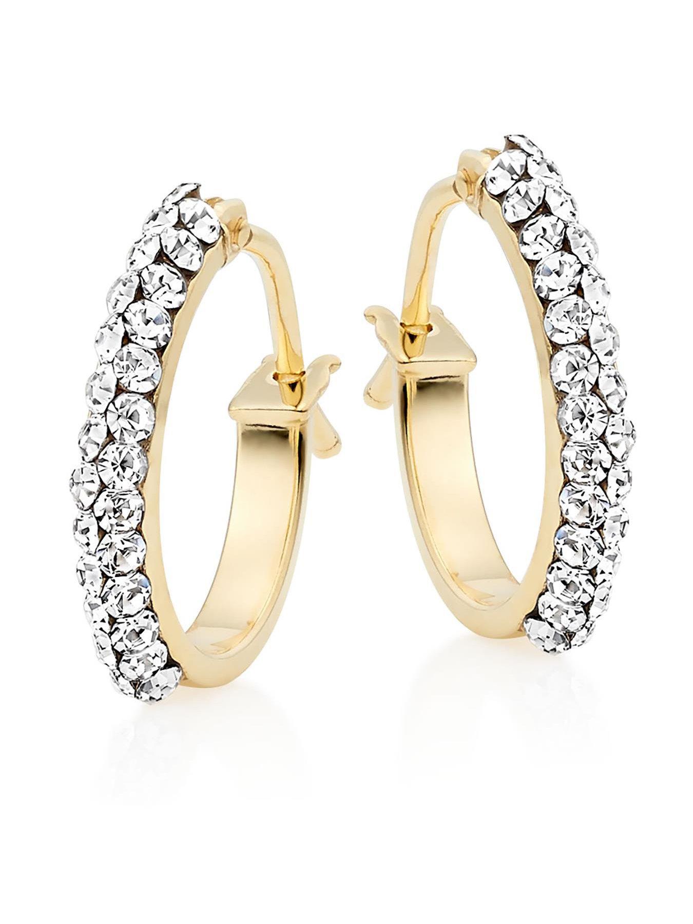 Image 4 of 6 of Beaverbrooks 9ct Gold Crystal Hoop Earrings