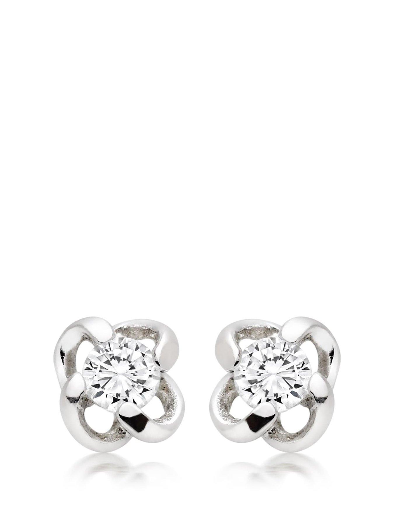  image of beaverbrooks-sterling-silver-cubic-zirconia-twist-stud-earrings