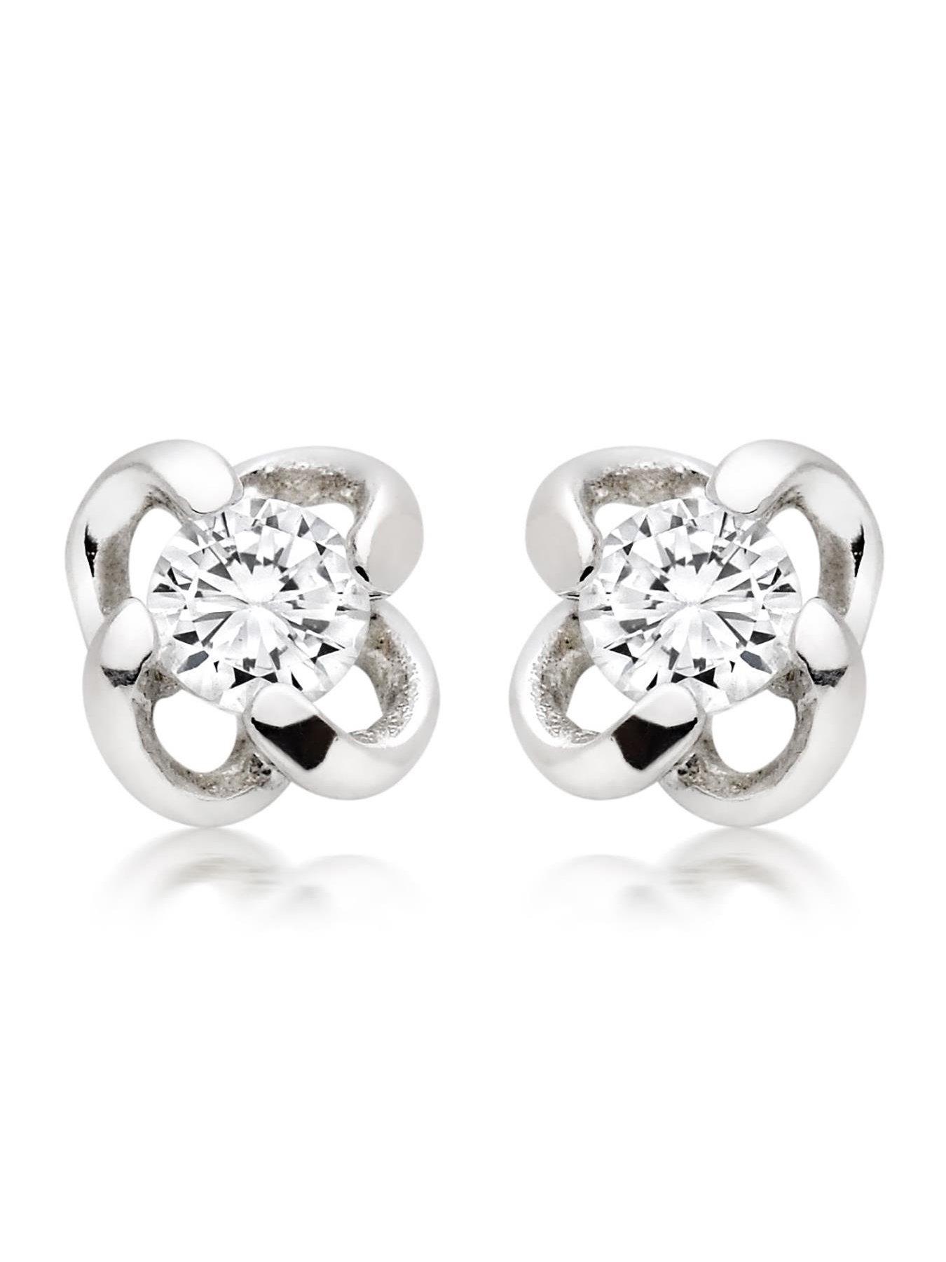  image of beaverbrooks-sterling-silver-cubic-zirconia-twist-stud-earrings