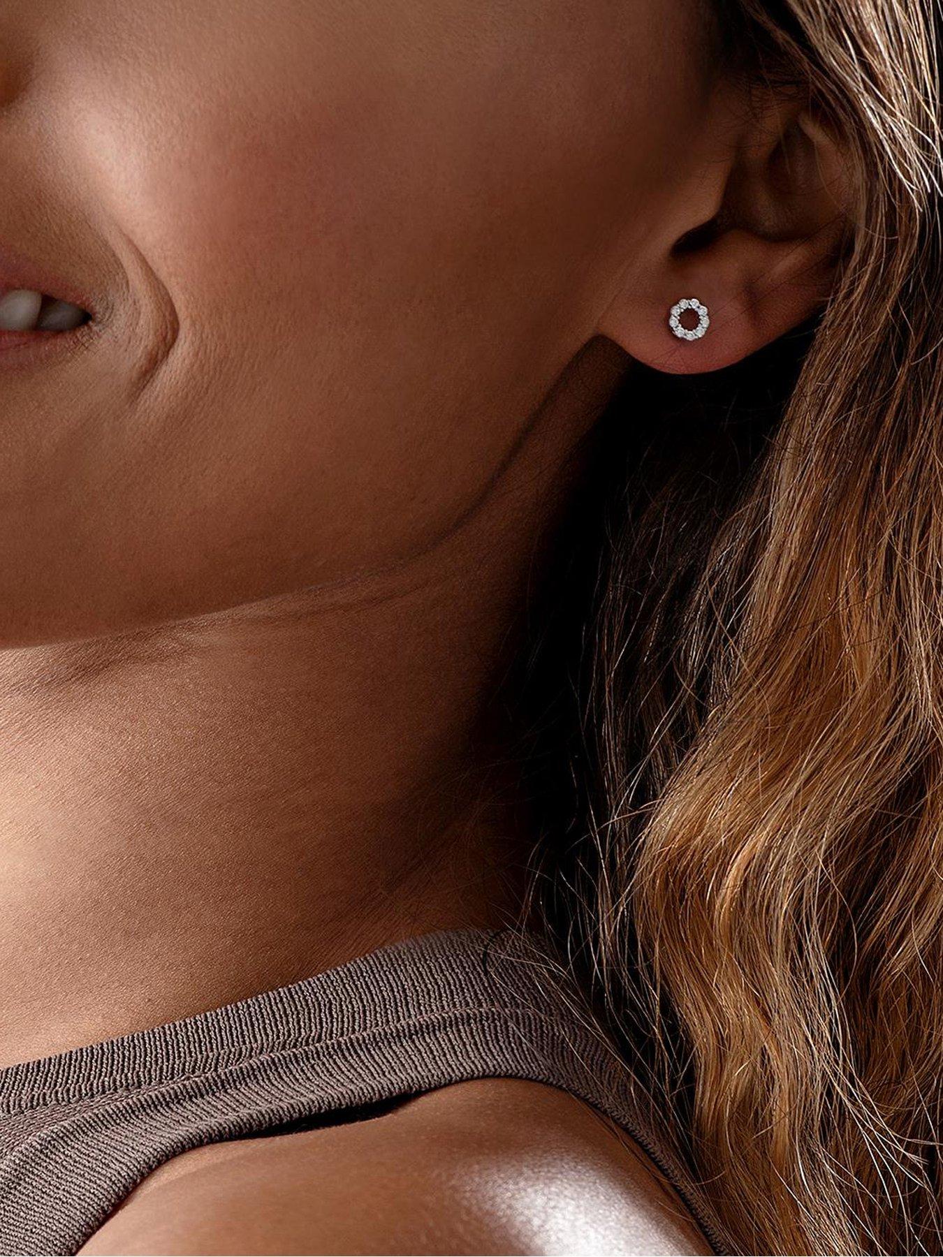  image of beaverbrooks-sterling-silver-cubic-zirconia-circle-stud-earrings