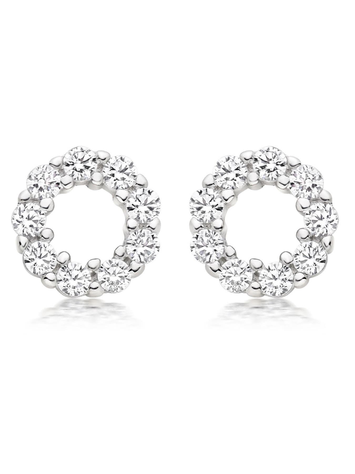  image of beaverbrooks-sterling-silver-cubic-zirconia-circle-stud-earrings