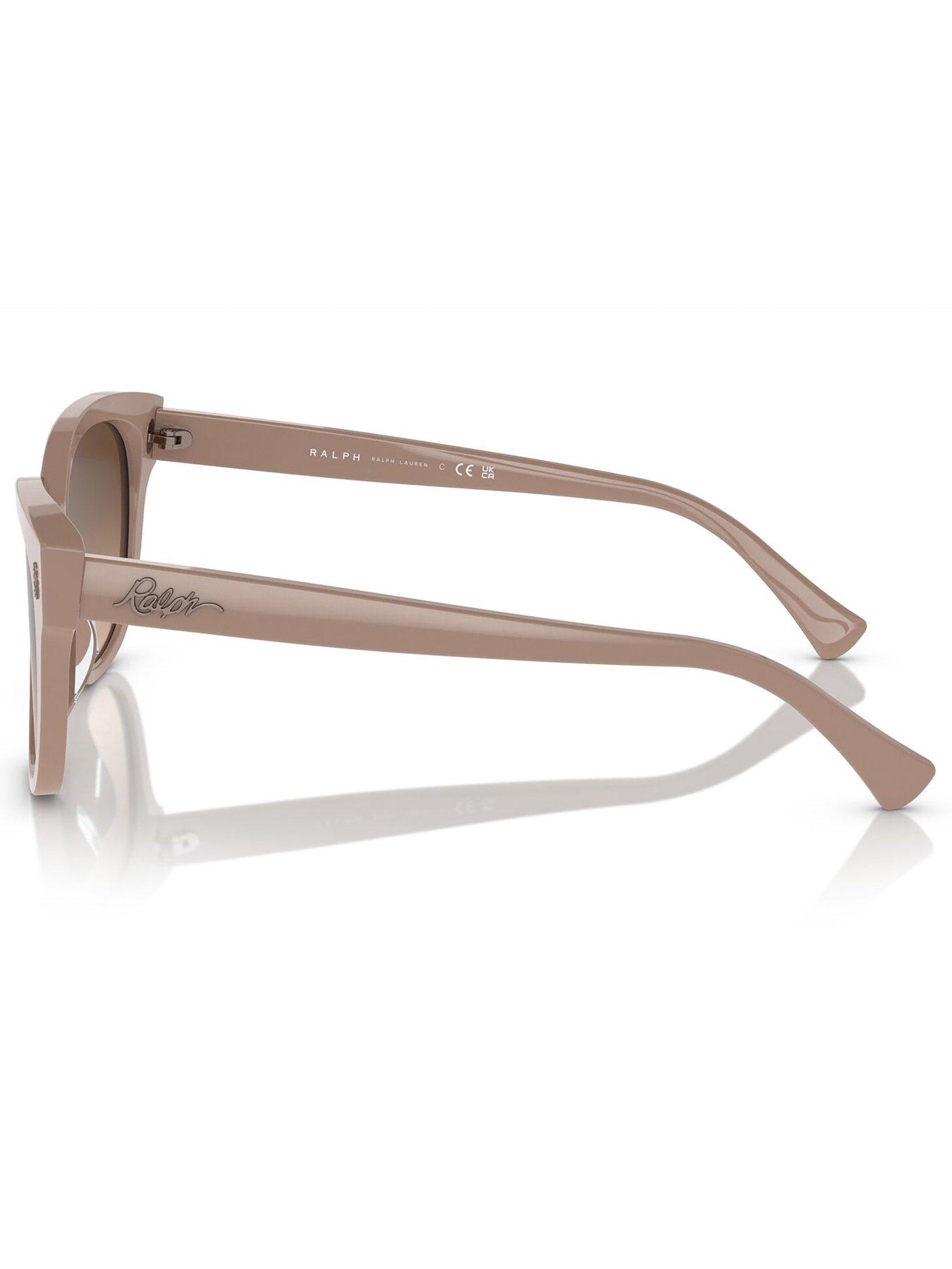 Image 2 of 4 of Ralph 0ra5305u Cat Eye Sunglasses Shiny Solid Beige Frame With Brown Lens