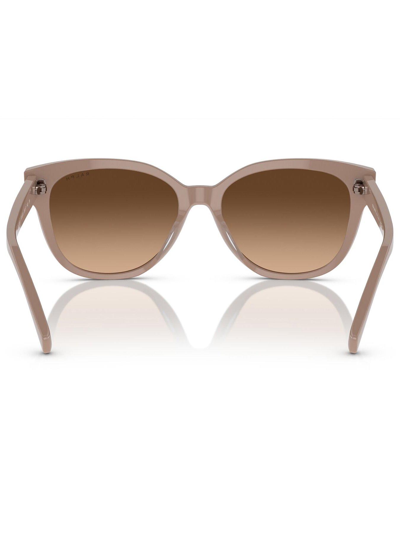 Image 4 of 4 of Ralph 0ra5305u Cat Eye Sunglasses Shiny Solid Beige Frame With Brown Lens