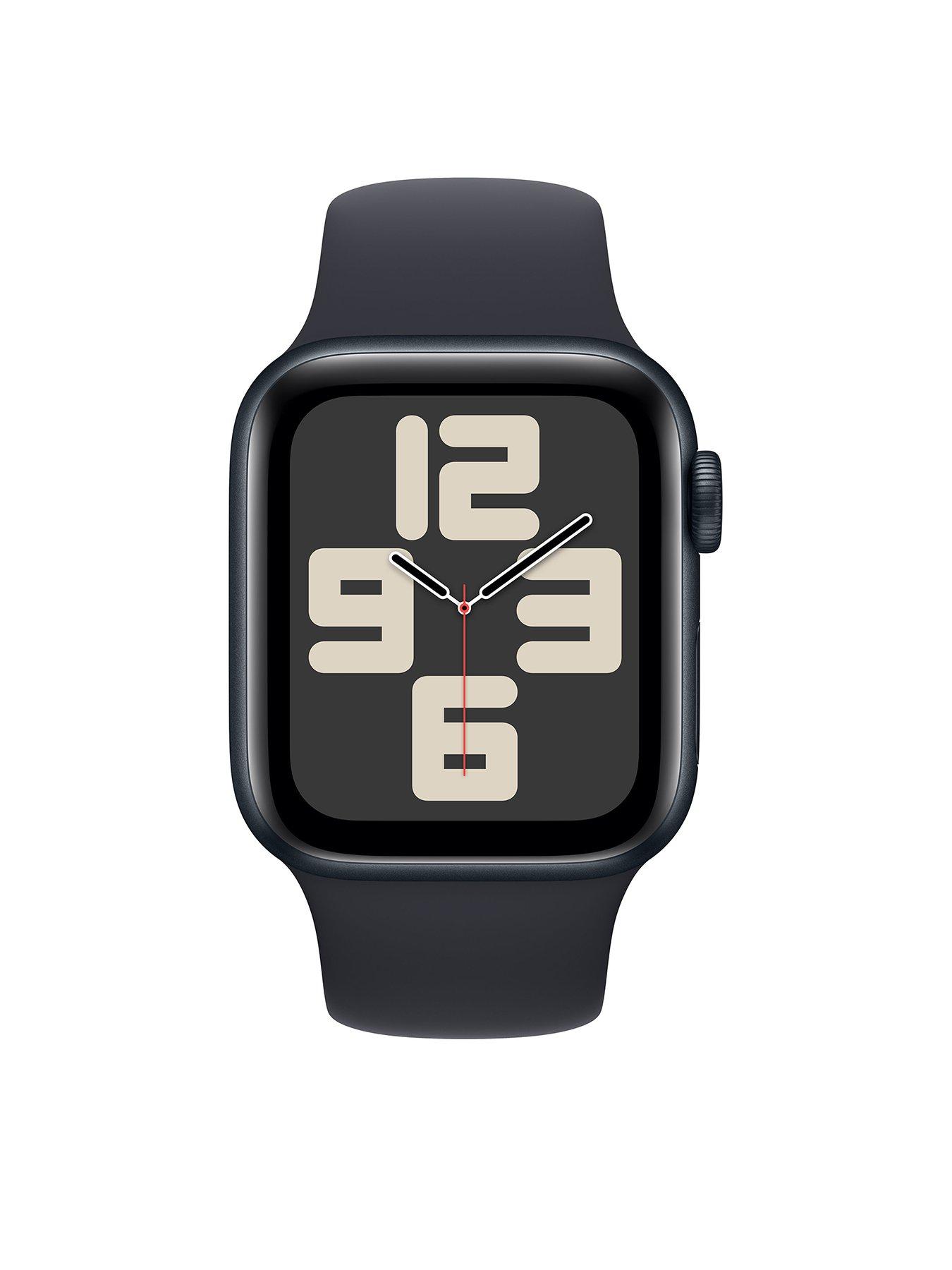 stillFront image of apple-watch-se-gps-2023-40mm-midnight-aluminium-case-with-midnight-sport-band