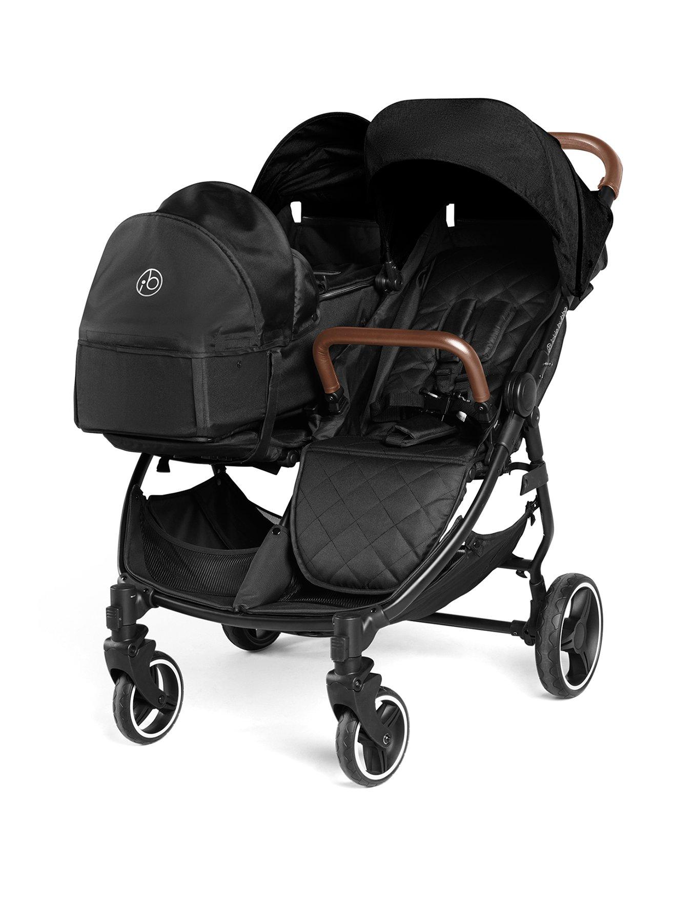 Ickle Bubba Venus Prime Double Stroller - Black / Black / Tan