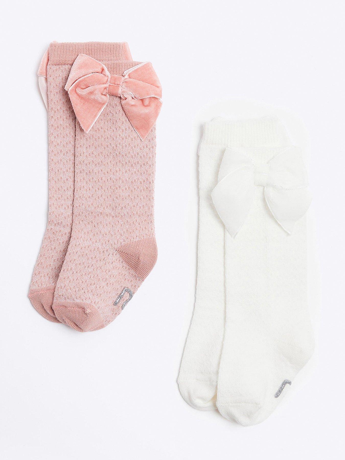 River Island Baby Baby Girls Bow Socks 2 Pack Pink