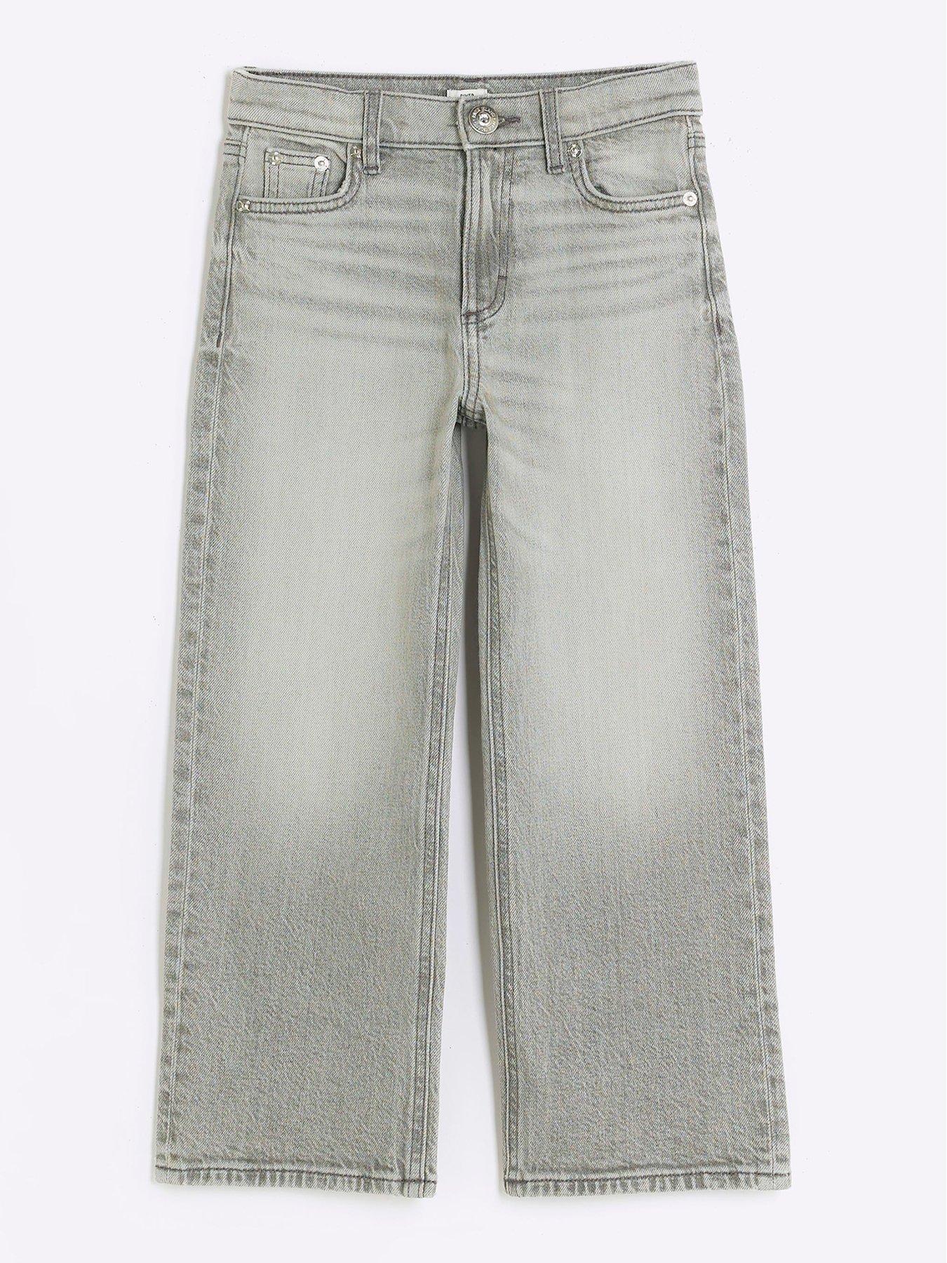 River Island Girls Diamante Flare Jean - Blue