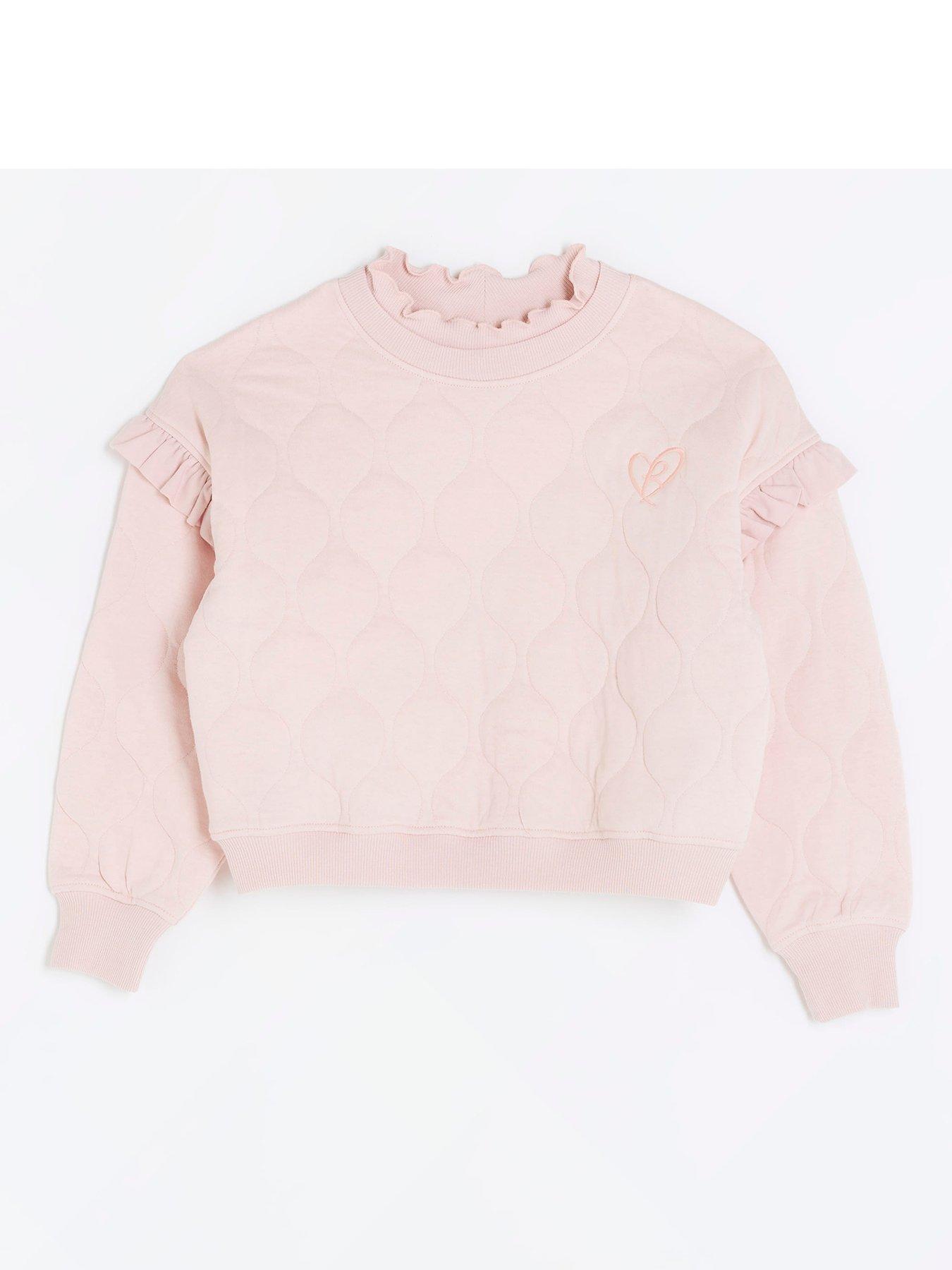 Girls Quilted Frill Sweatshirt Pink