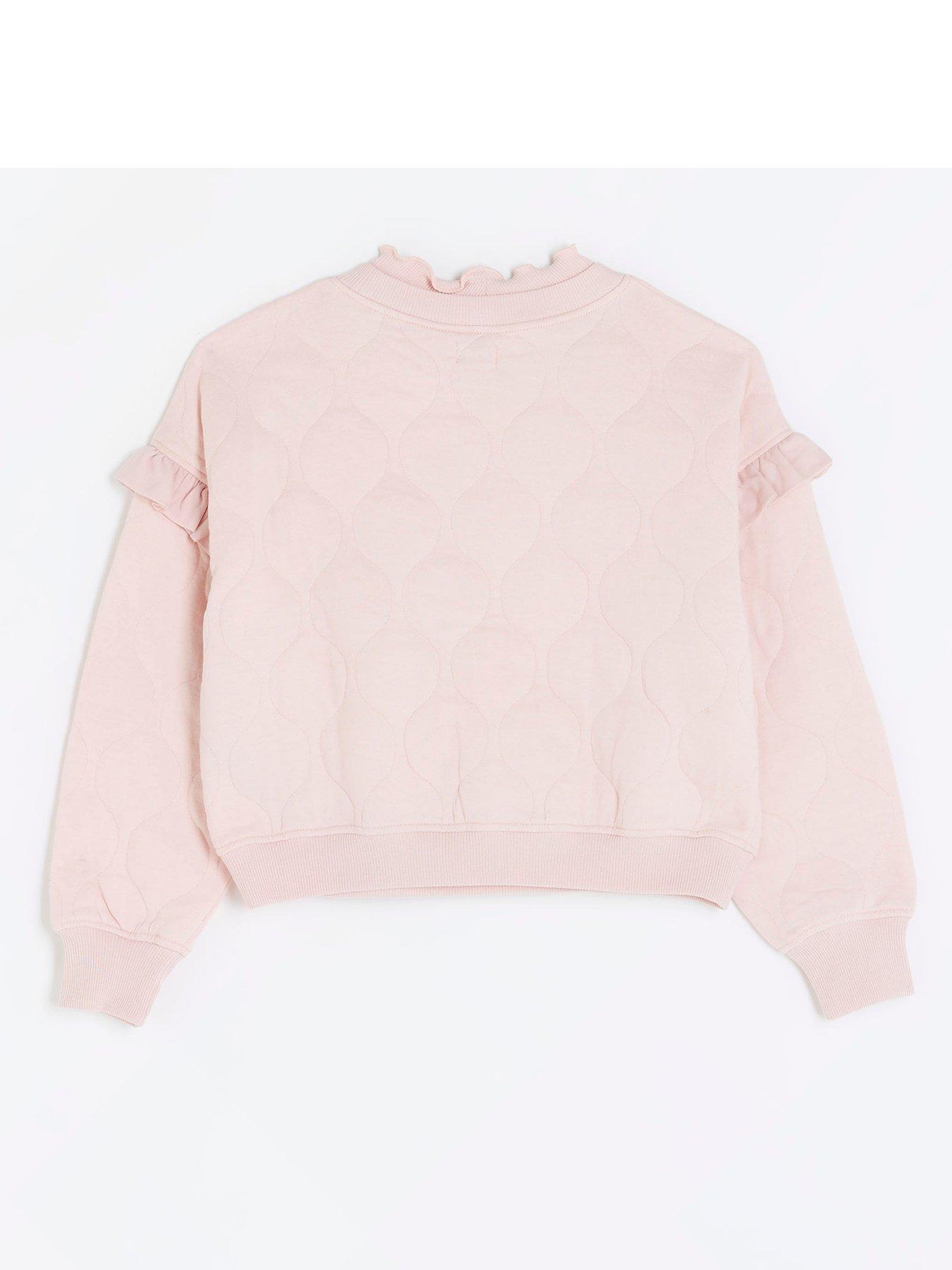 Girls Quilted Frill Sweatshirt Pink