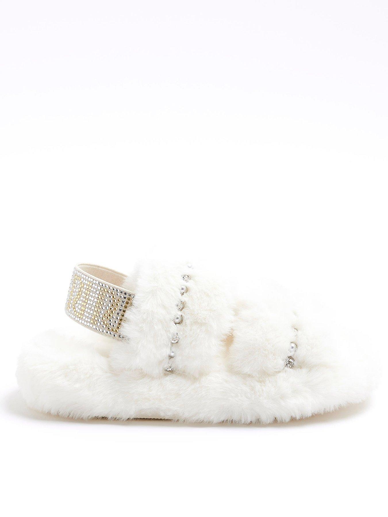 River island fur online slippers