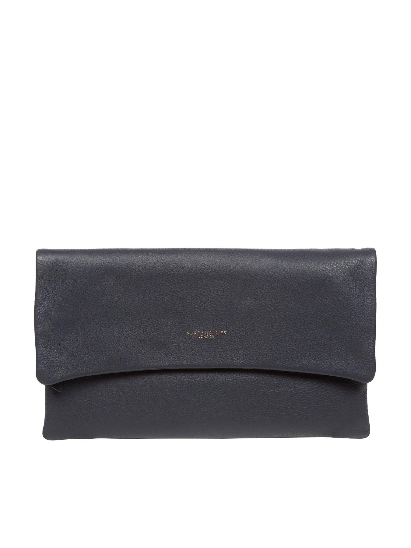 Pure Luxuries London Amelia Navy Nappa Leather Clutch Bag