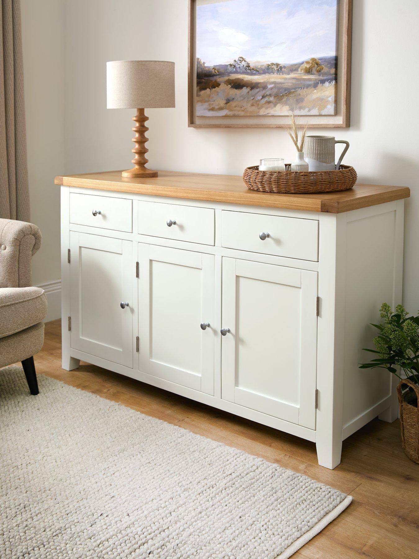Image 1 of 6 of The Very Collection Hamilton Ready Assembled 3 Door Sideboard - contains Solid Wood
