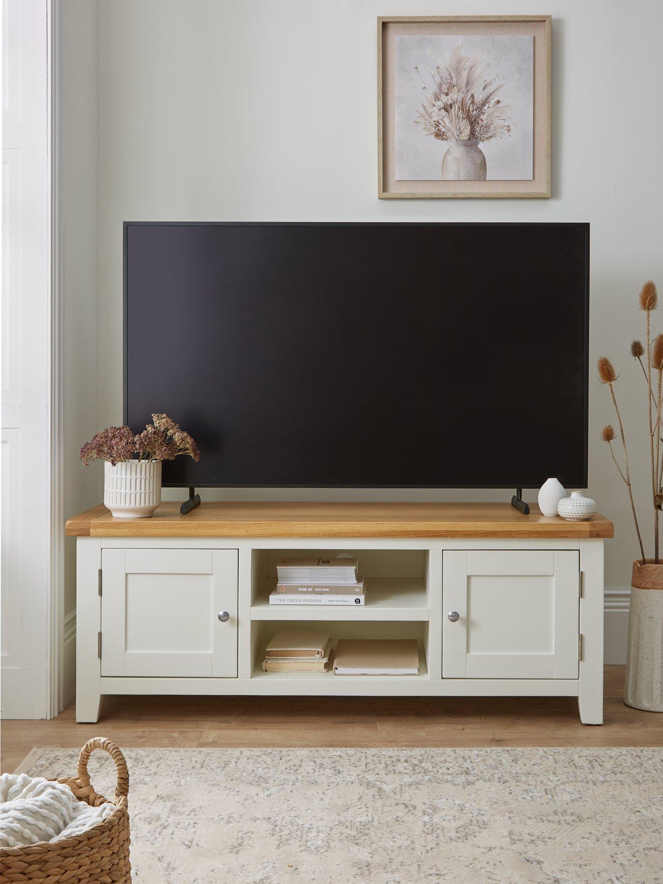 The Very Collection Hamilton Ready Assembled 2 Door TV Unit - fits up to 55 inch TV - contains Solid Wood