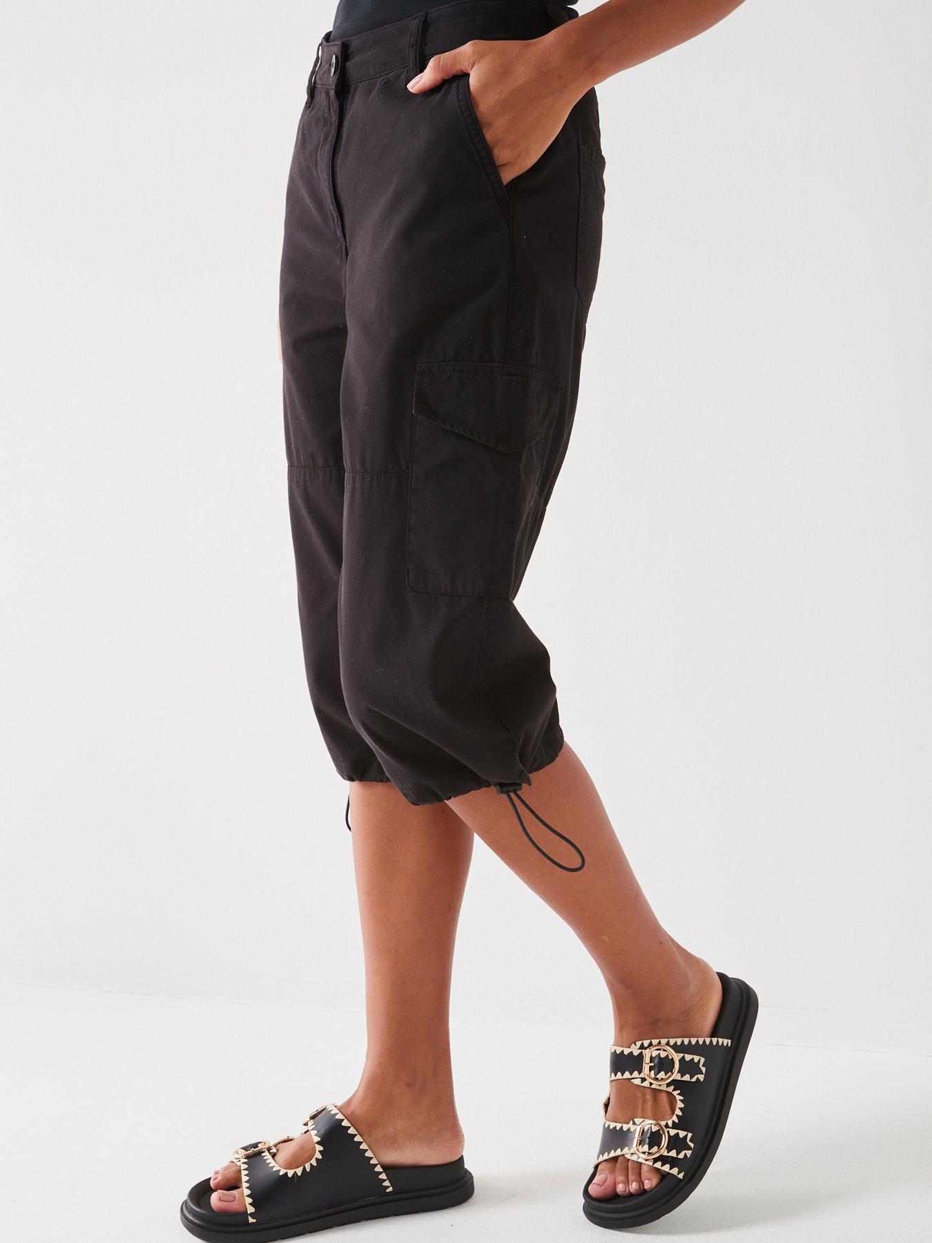 Image 1 of 6 of V by Very Poplin Cargo Longline Shorts - Black