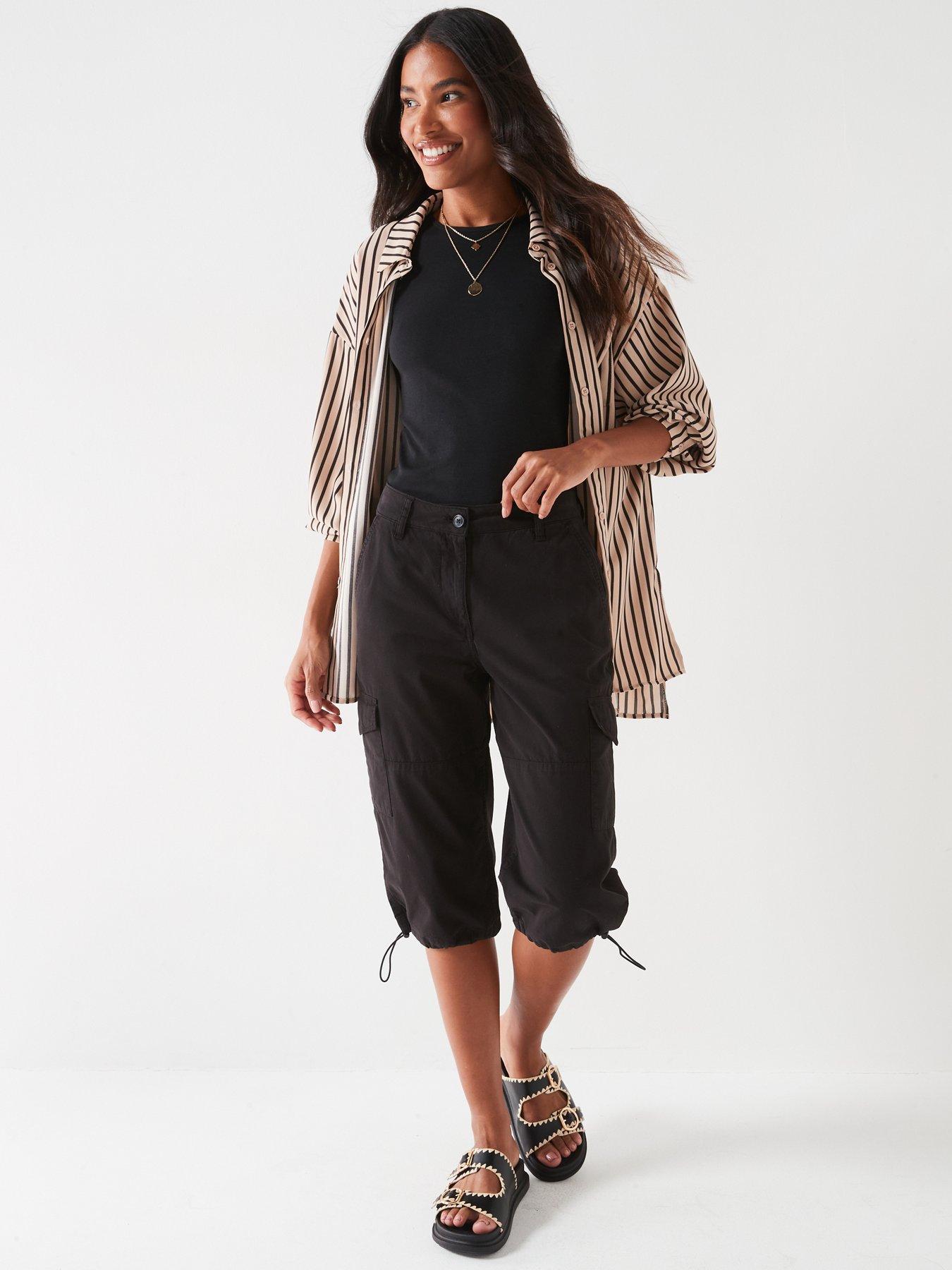 Image 3 of 6 of V by Very Poplin Cargo Longline Shorts - Black