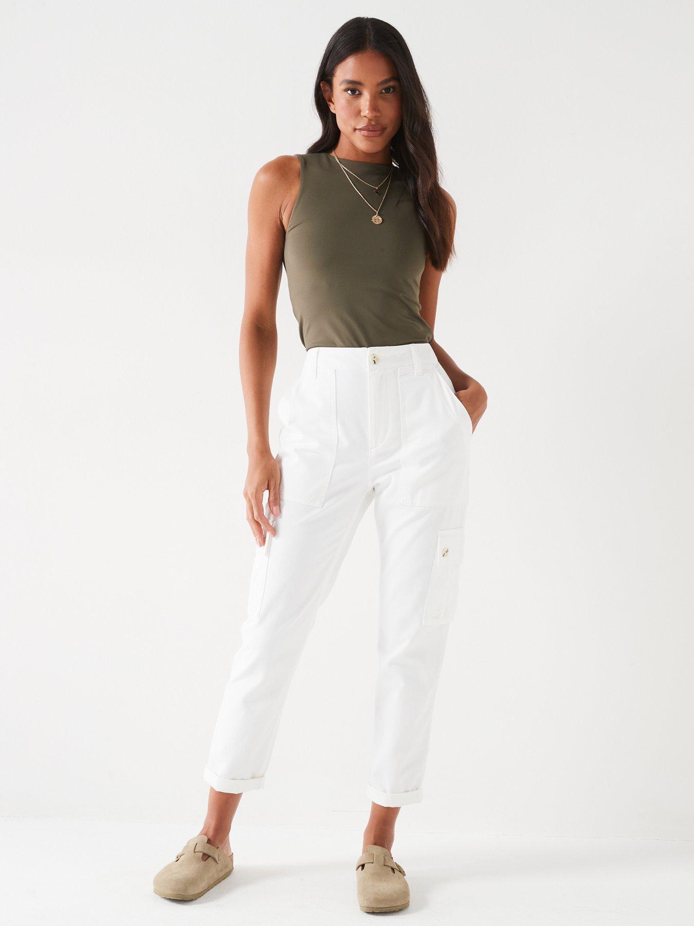 Image 3 of 6 of V by Very Utility Straight Leg Trousers - White