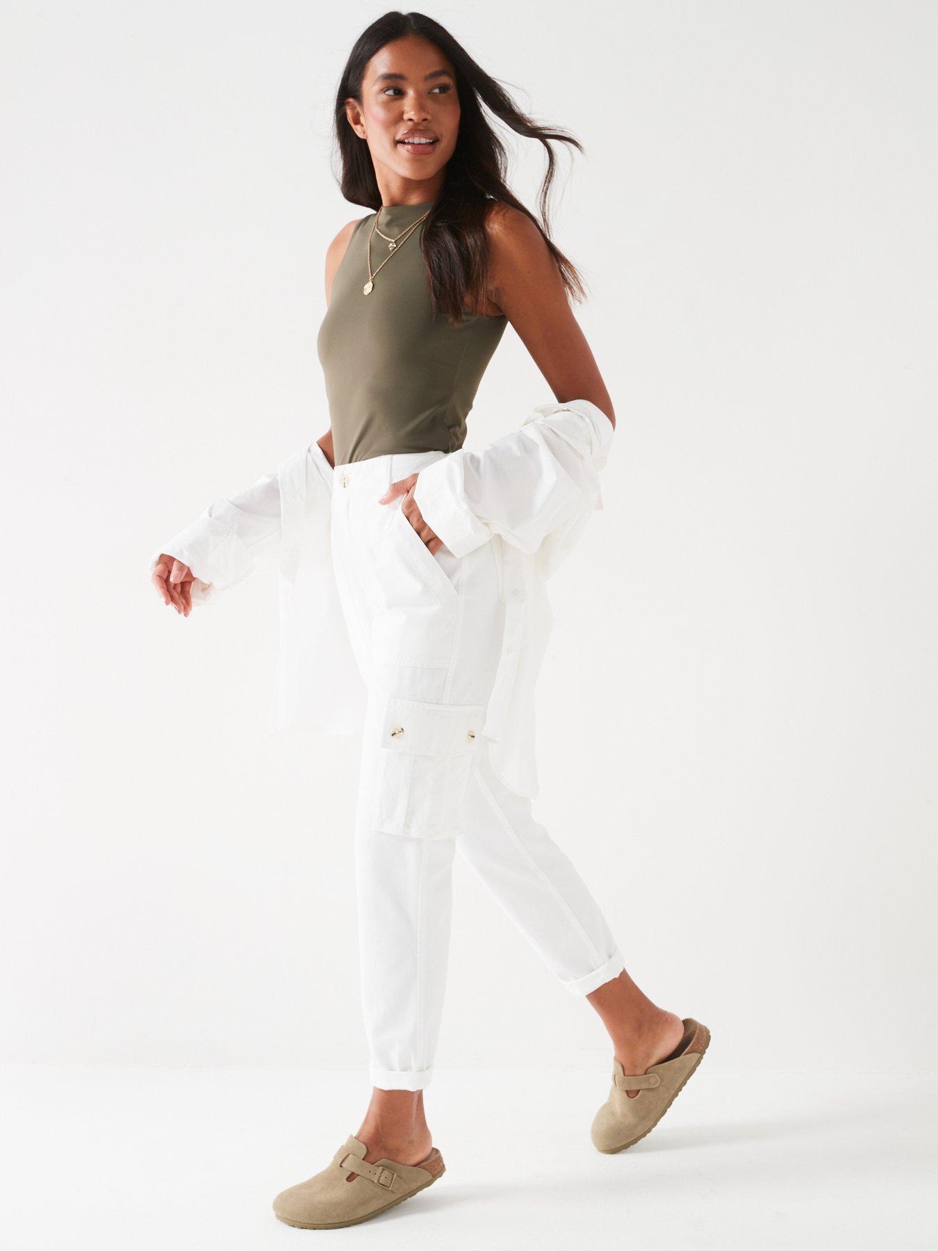 Image 6 of 6 of V by Very Utility Straight Leg Trousers - White