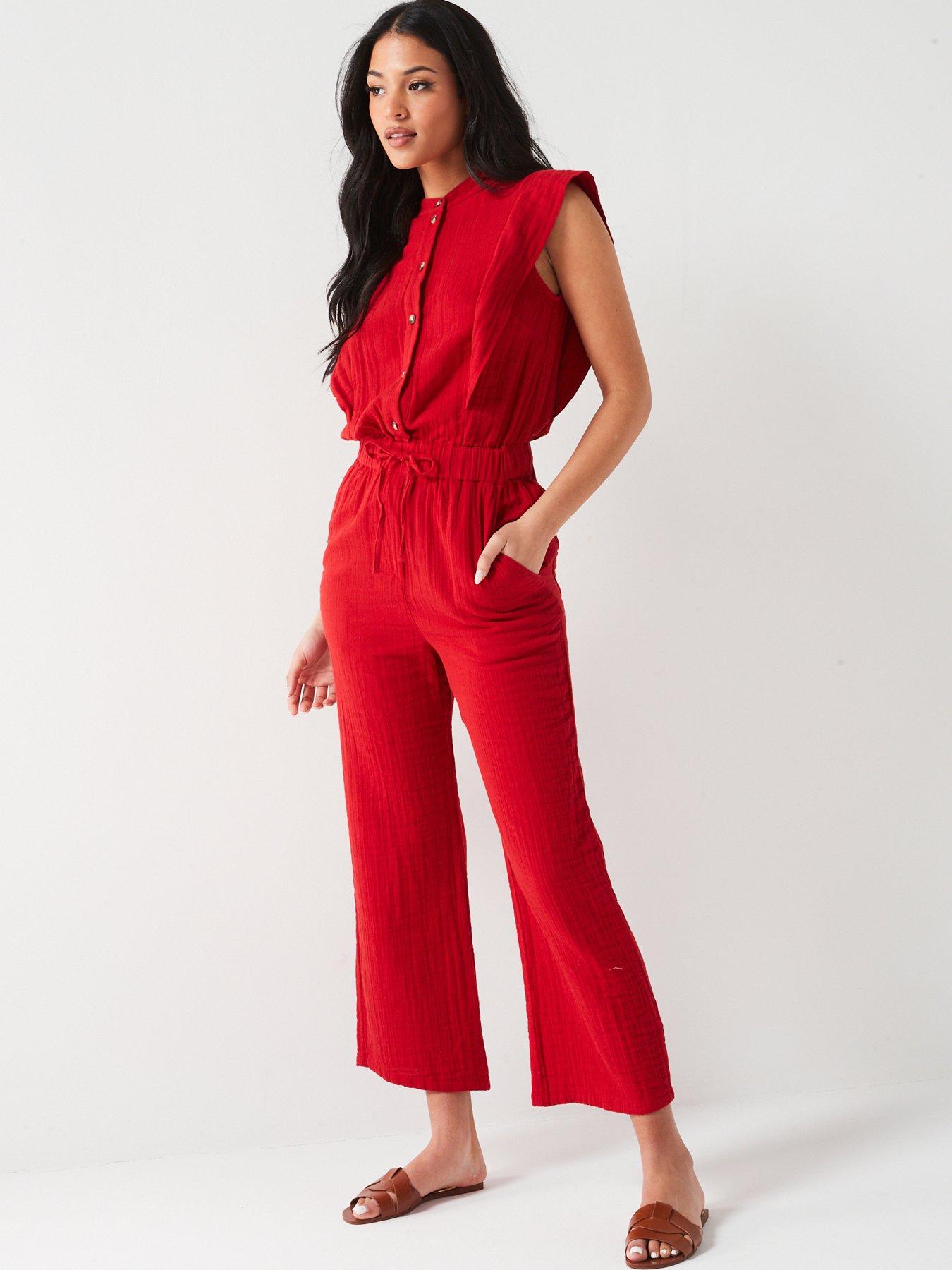 V by Very Crinkle Jumpsuit Red littlewoods