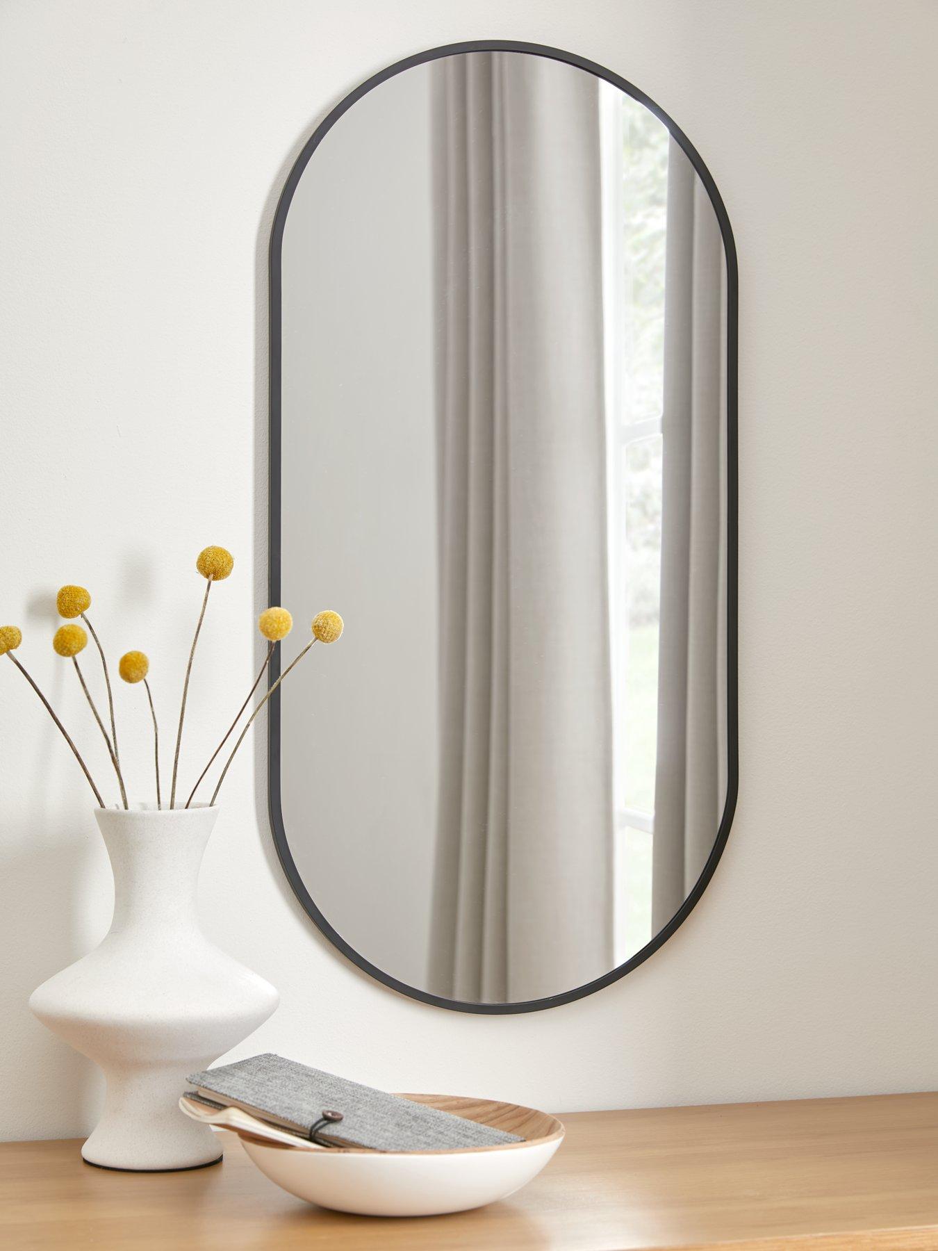  image of very-home-cagli-oval-mirror-black-40x80cm