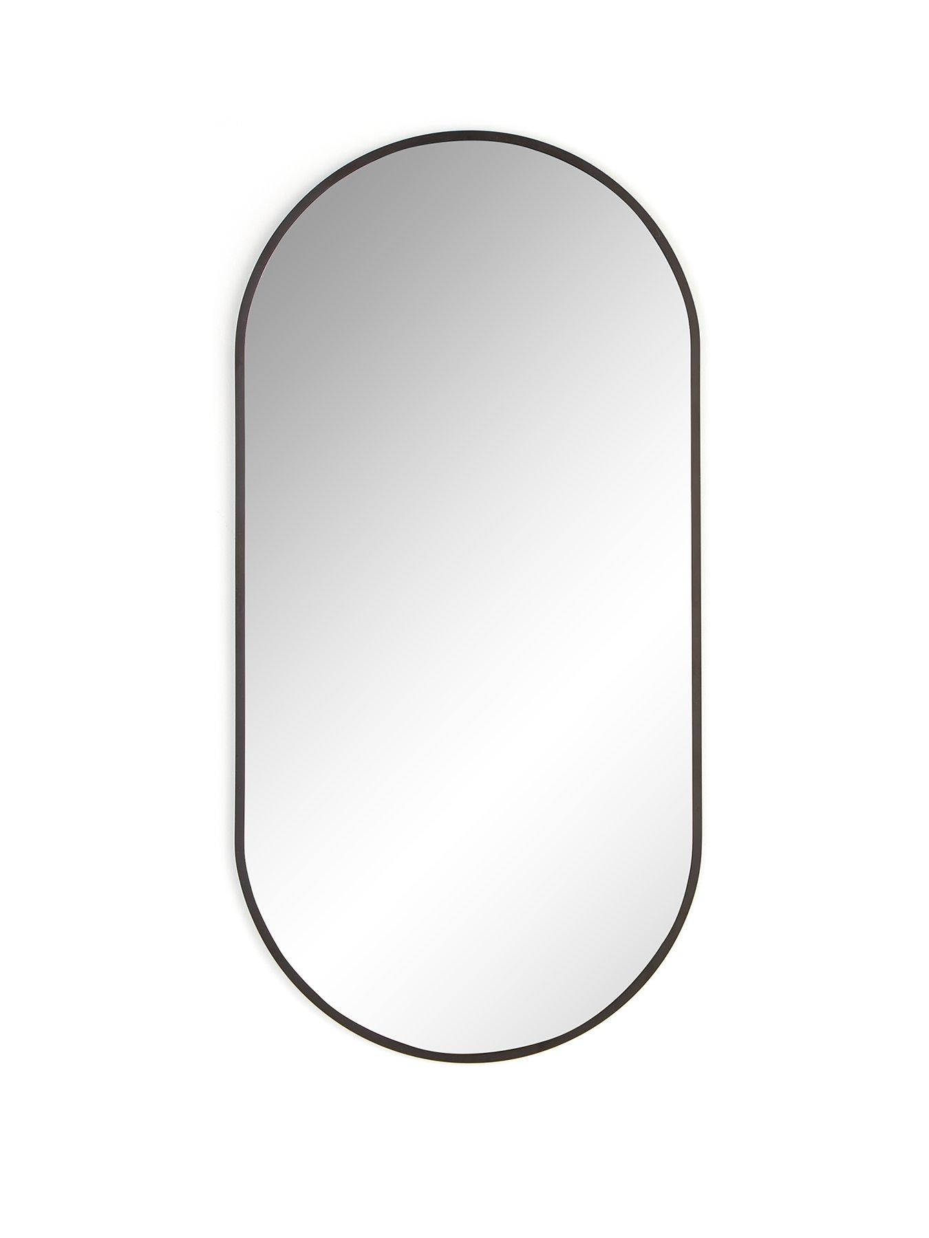  image of very-home-cagli-oval-mirror-black-40x80cm