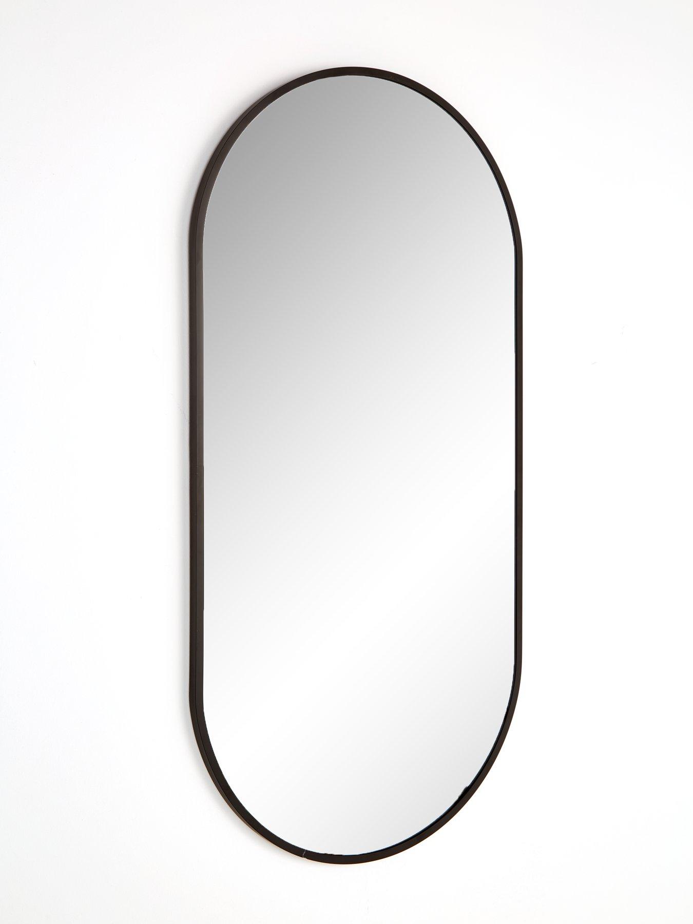  image of very-home-cagli-oval-mirror-black-40x80cm