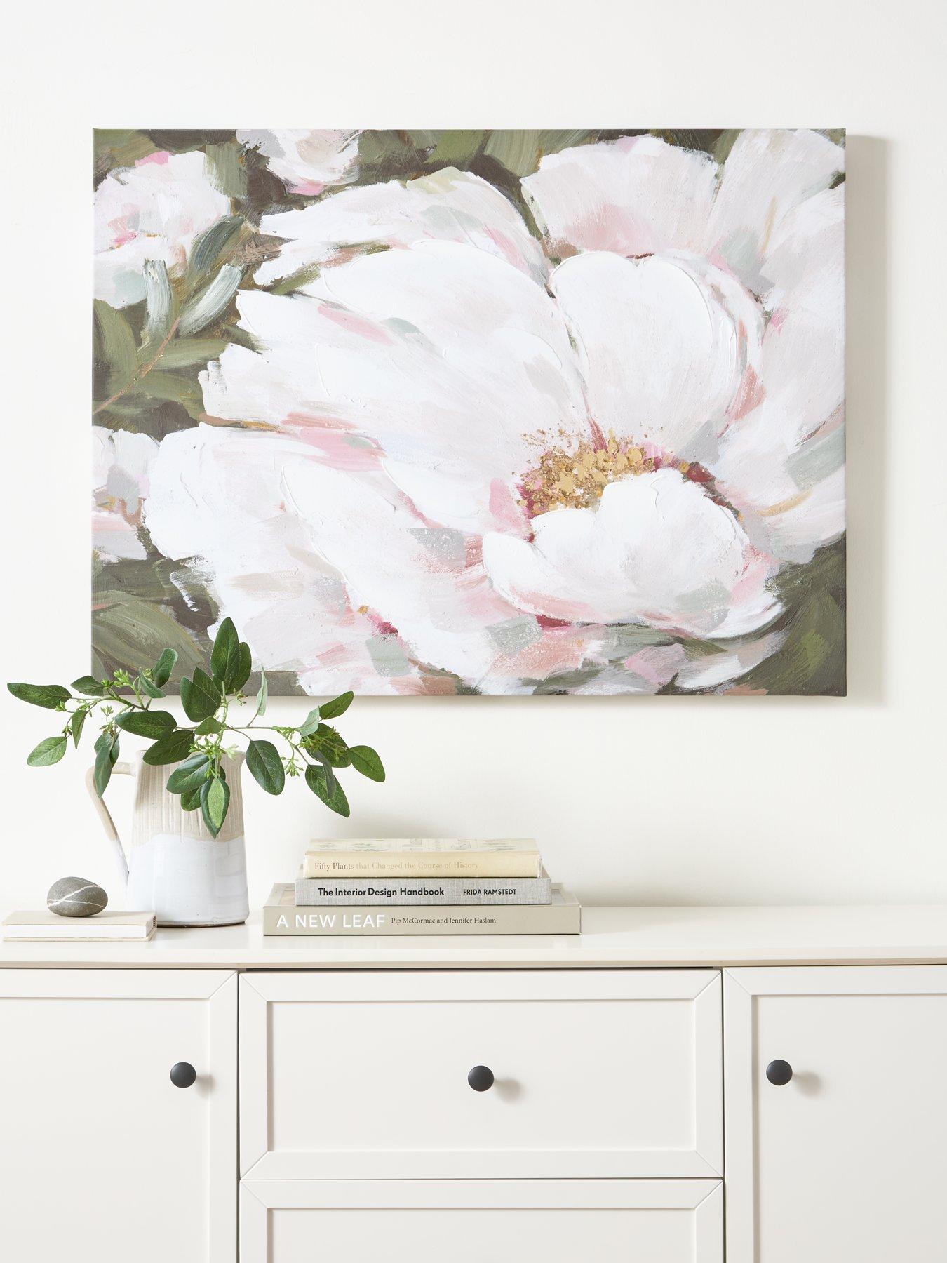  image of very-home-white-flower-printed-canvas-60x80cm