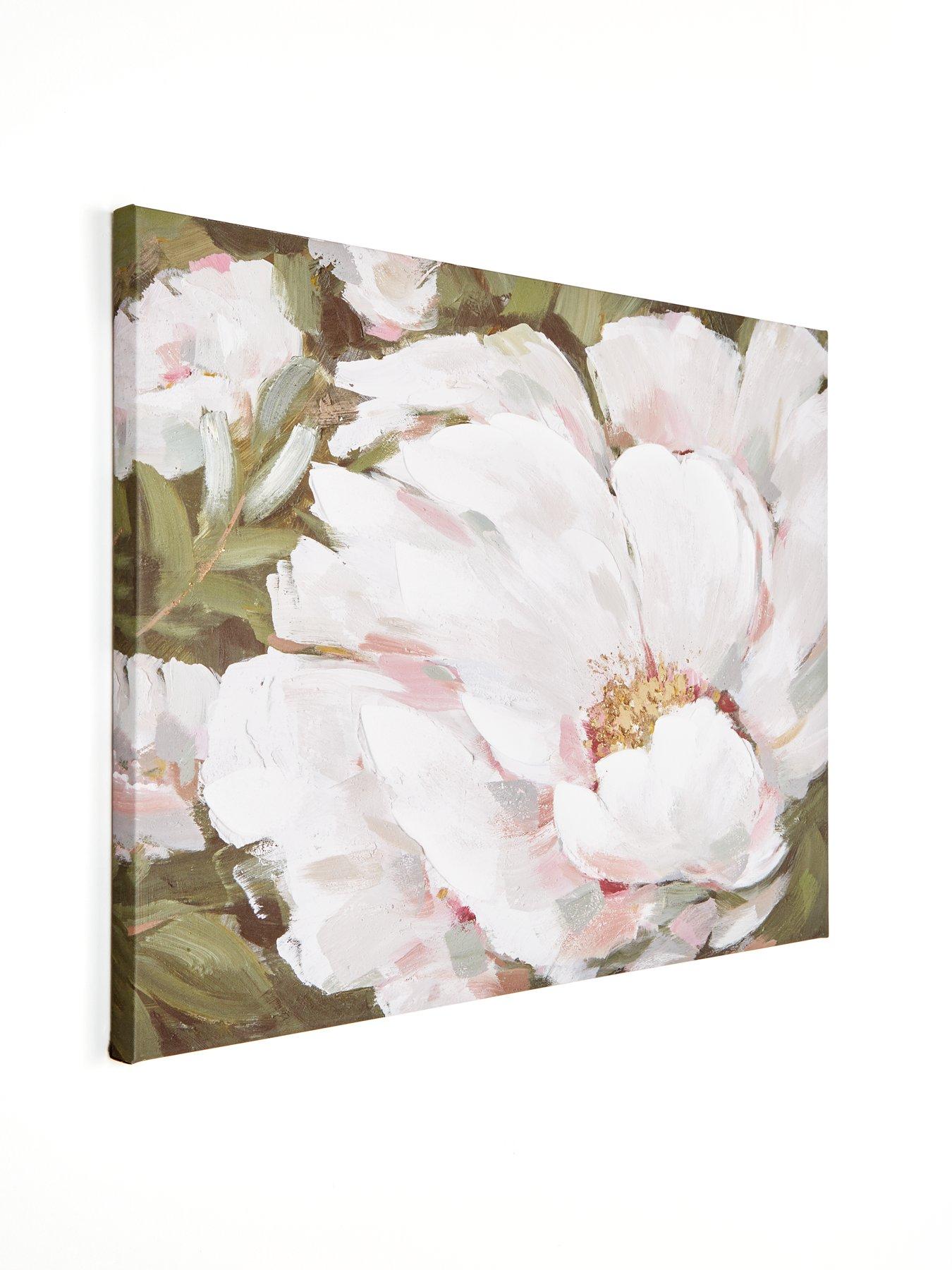  image of very-home-white-flower-printed-canvas-60x80cm