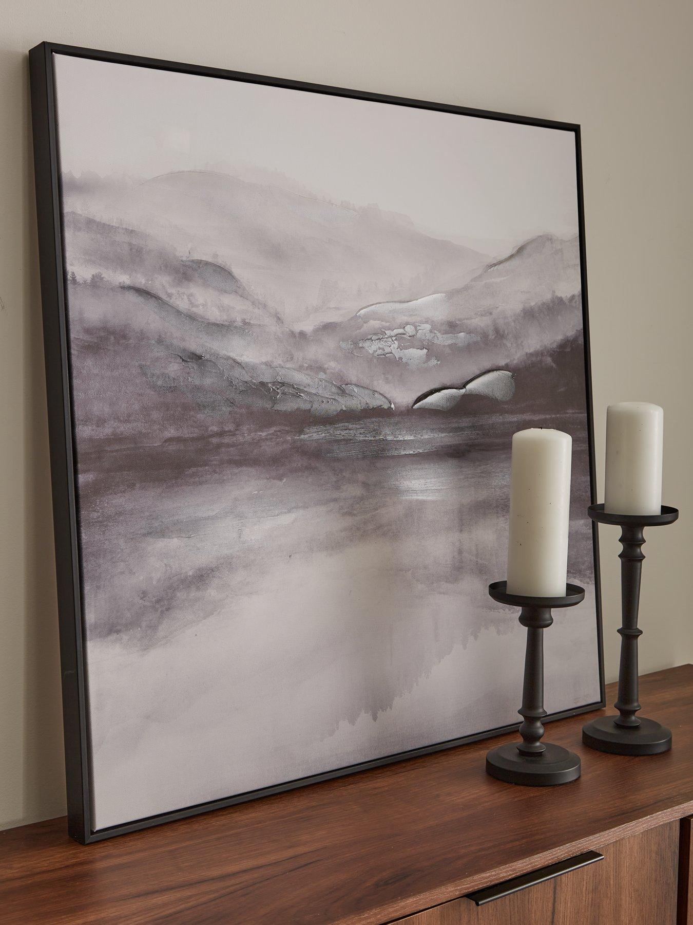 The Very Collection Dark Smoke Landscape Framed Printed Canvas 80x80cm