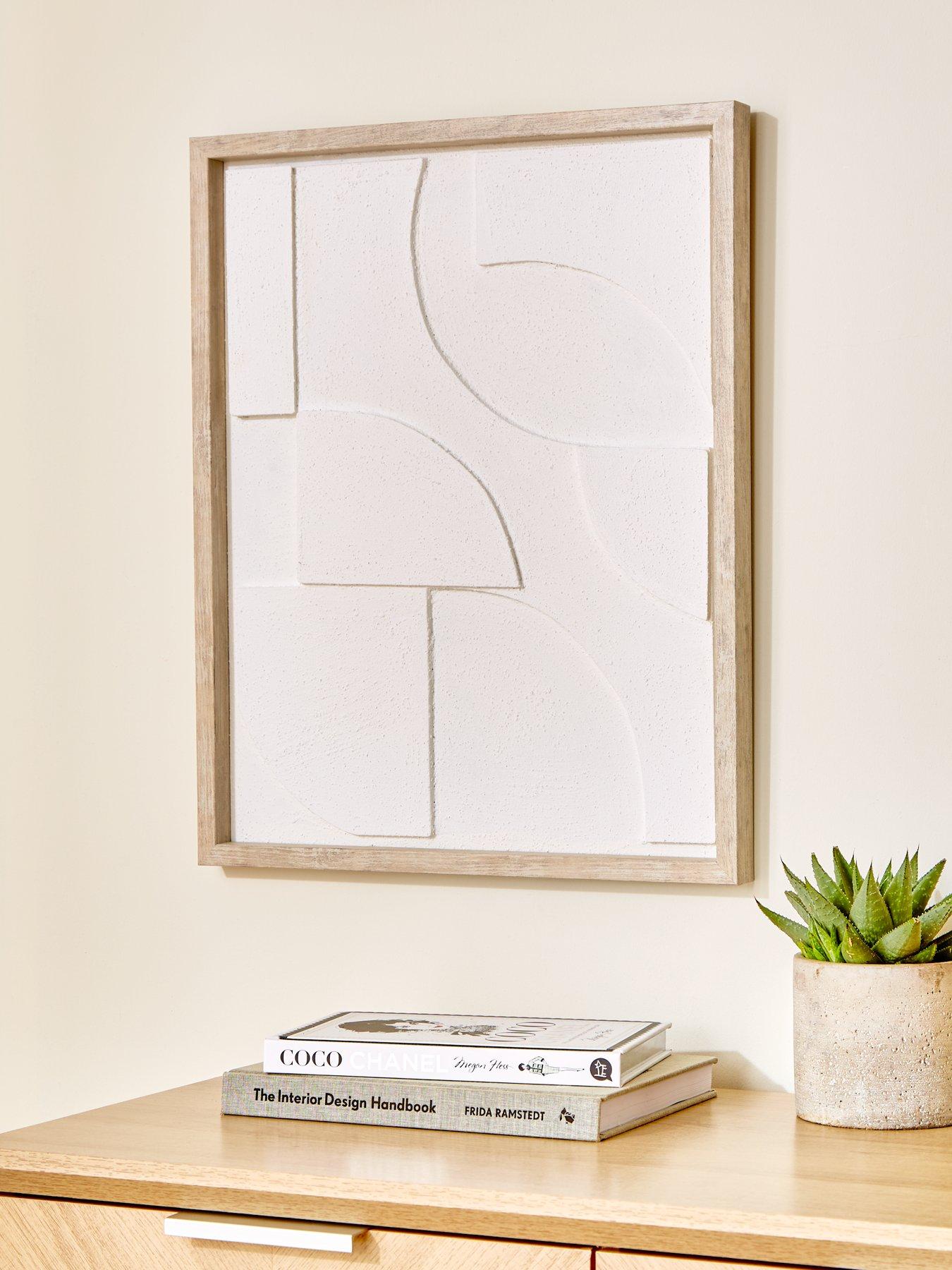 The Very Collection Abstract White Shape Framed Hand Paint 40x50cm