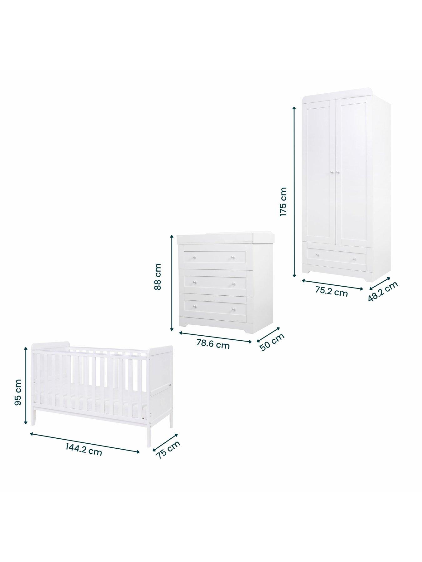 Image 6 of 7 of Tutti Bambini Rio 5 Piece Furniture Set - White (Cot Bed, Cot Top Changer, Sprung Mattress, Chest Changer, Wardrobe)