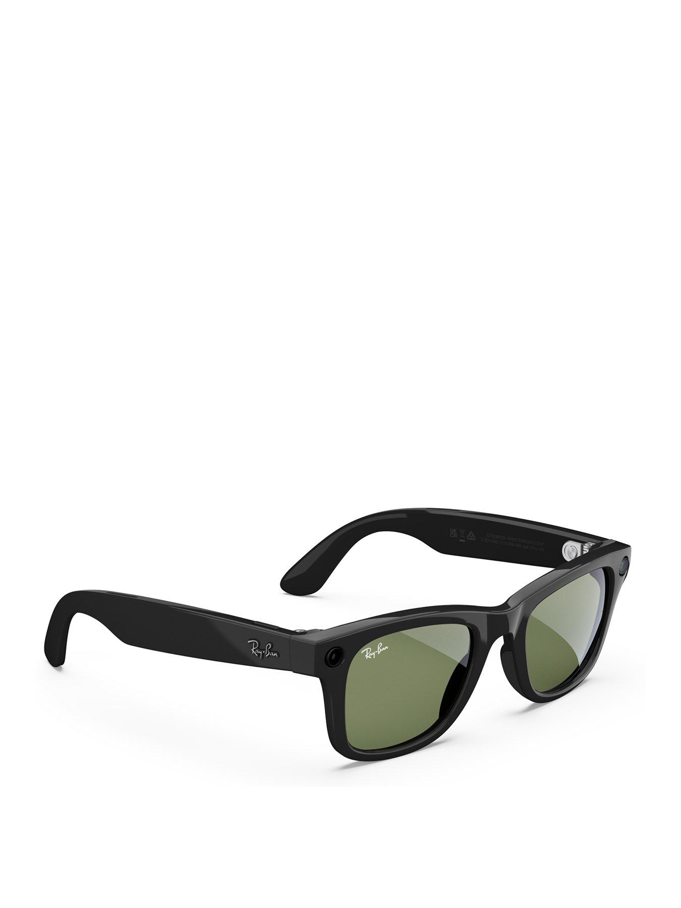  image of ray-ban-meta-wayfarer-glasses-shiny-black-g15-green