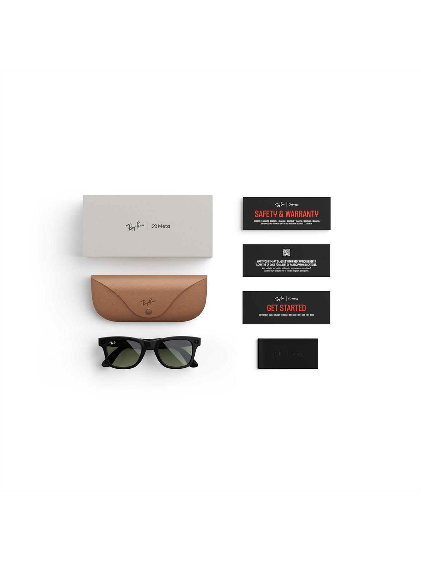  image of ray-ban-meta-wayfarer-glasses-shiny-black-g15-green