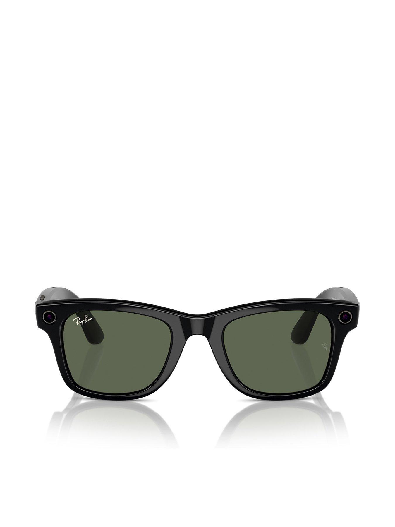 Ray-Ban Meta Wayfarer (Large) Smart Glasses - Shiny Black, Plano G15 Green